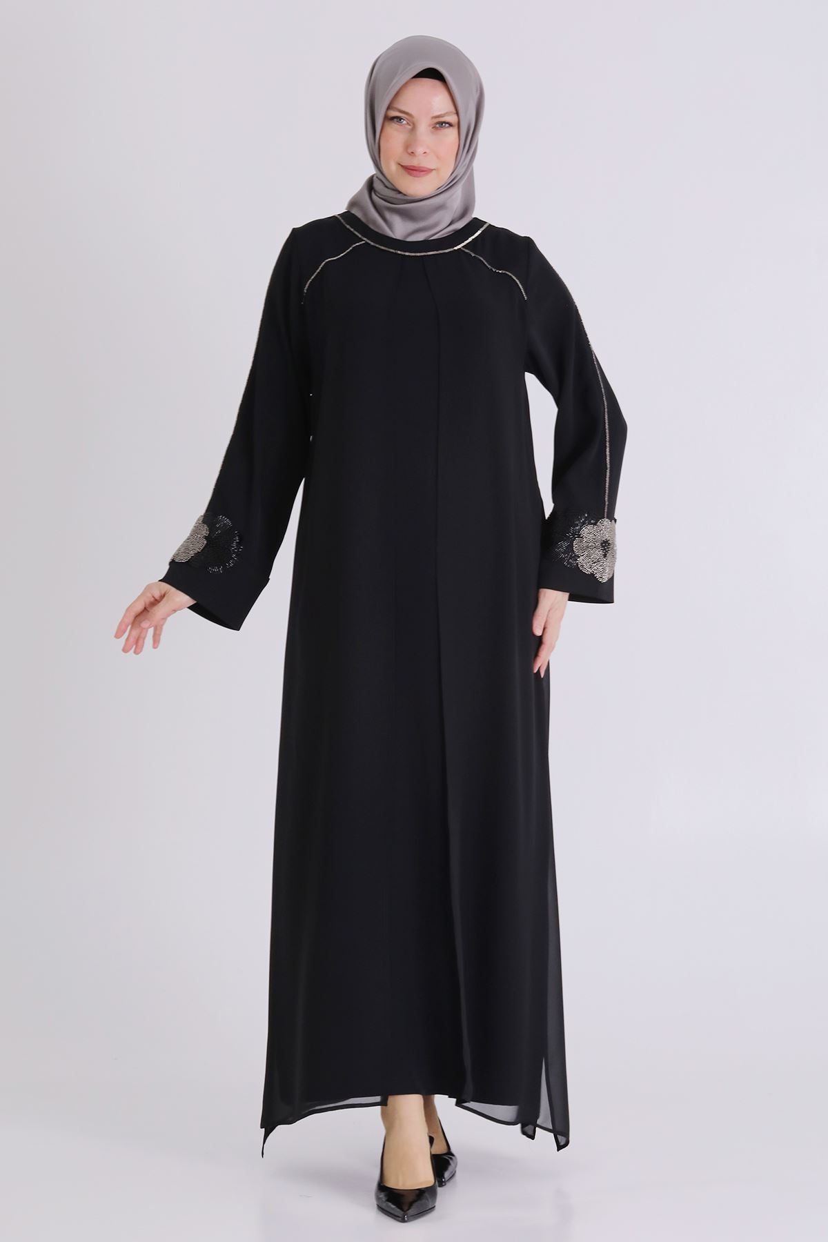 Behrem İşleme Detaylı Abiye Takım- LYN04590 Siyah