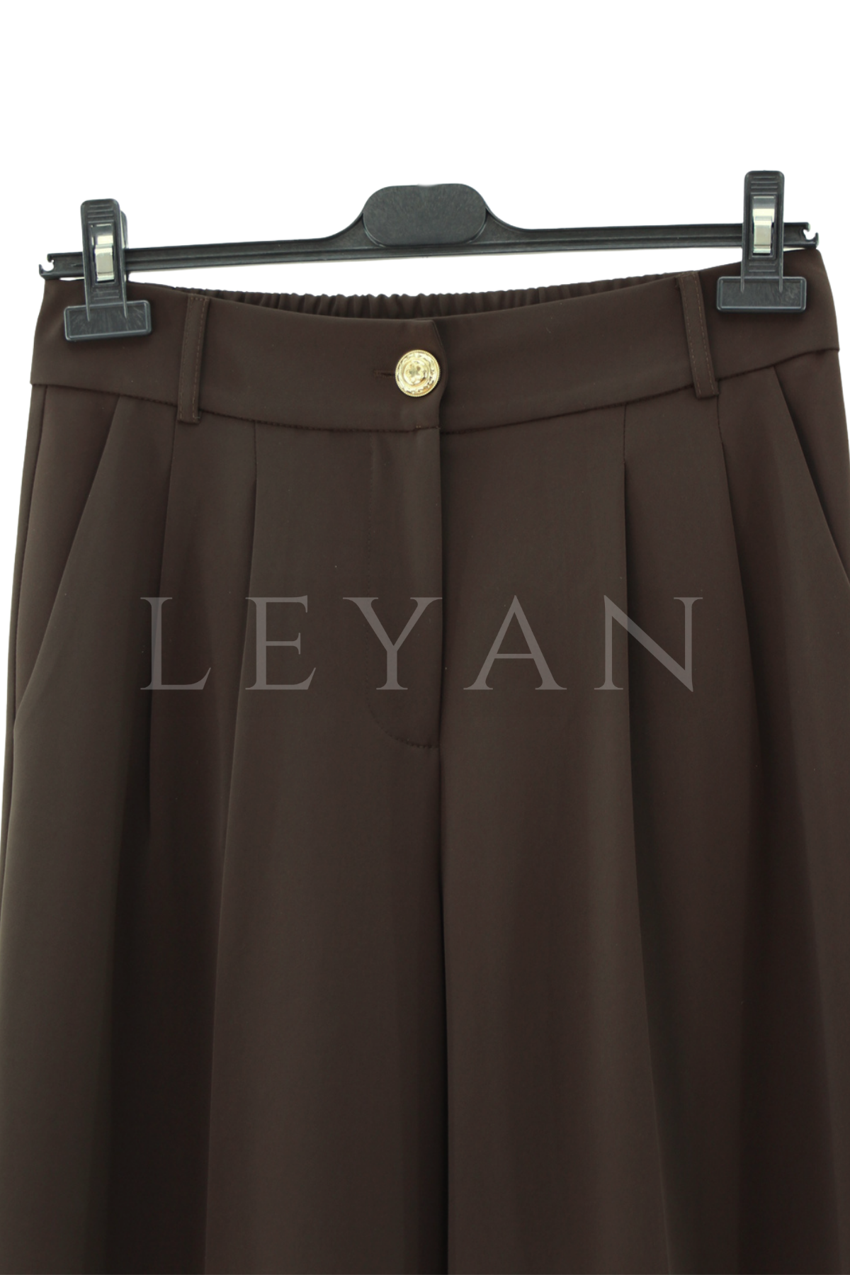 Sentez Zirve Palazzo Pileli Geniş Paça Pantolon- LYN04592 Kahve