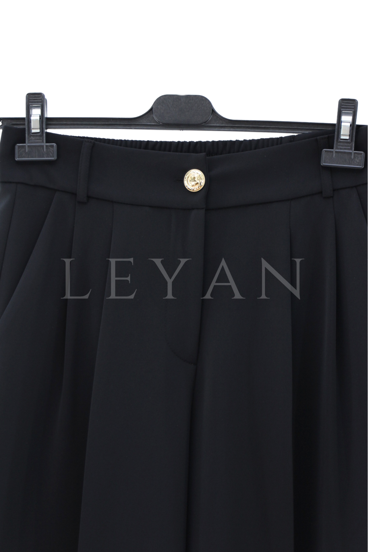 Sentez Zirve Palazzo Pileli Geniş Paça Pantolon- LYN04592 Siyah