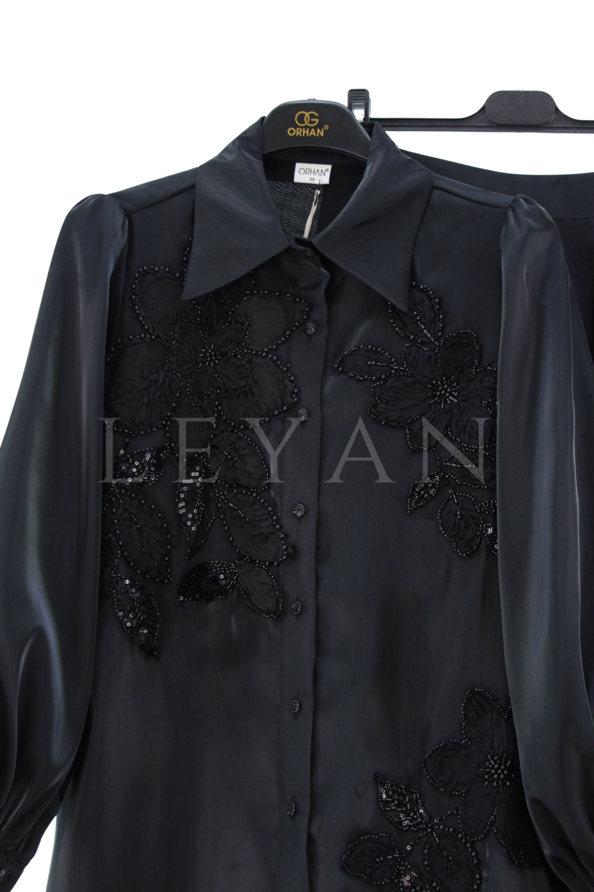 Orhan Store İşlemeli Etekli Takım- LYN04594 Siyah