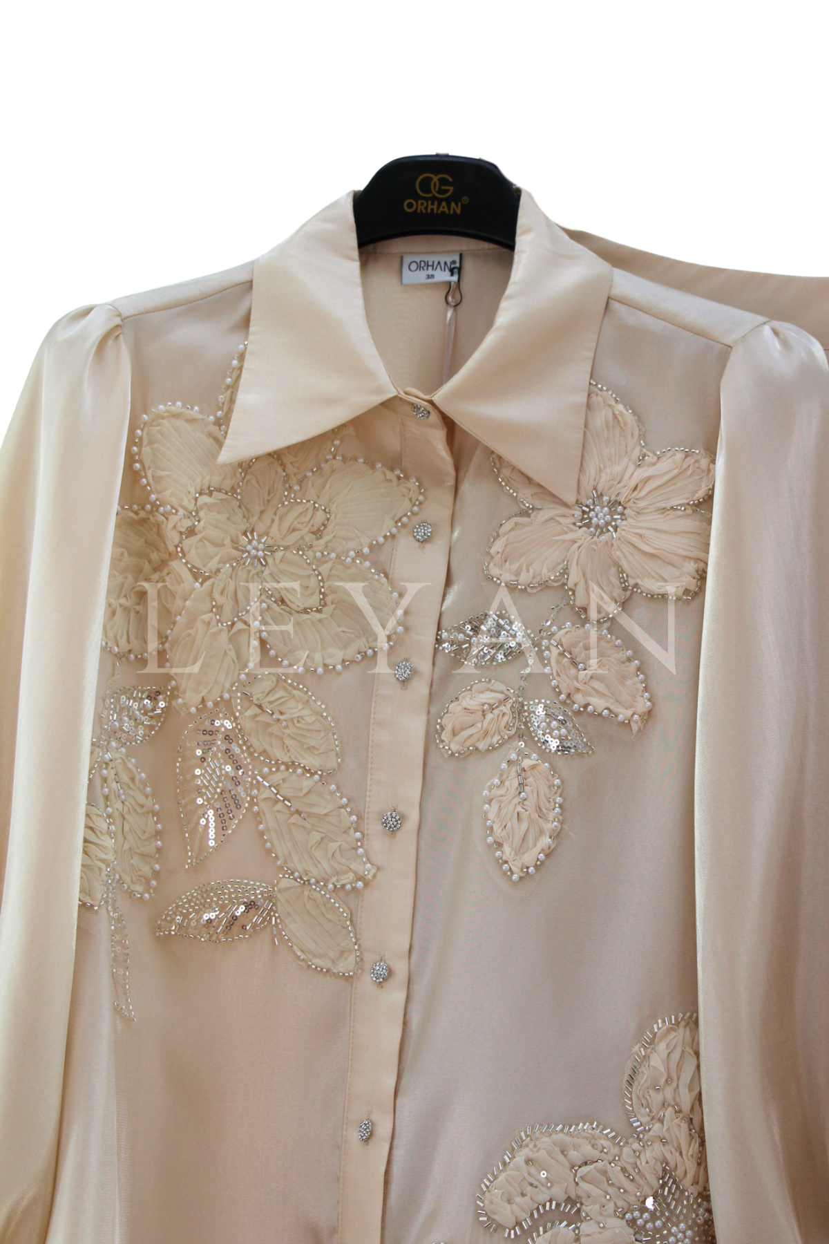 Orhan Store İşlemeli Etekli Takım- LYN04594 Bej