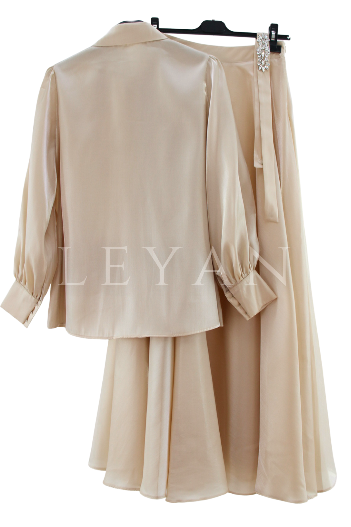 Orhan Store İşlemeli Etekli Takım- LYN04594 Bej