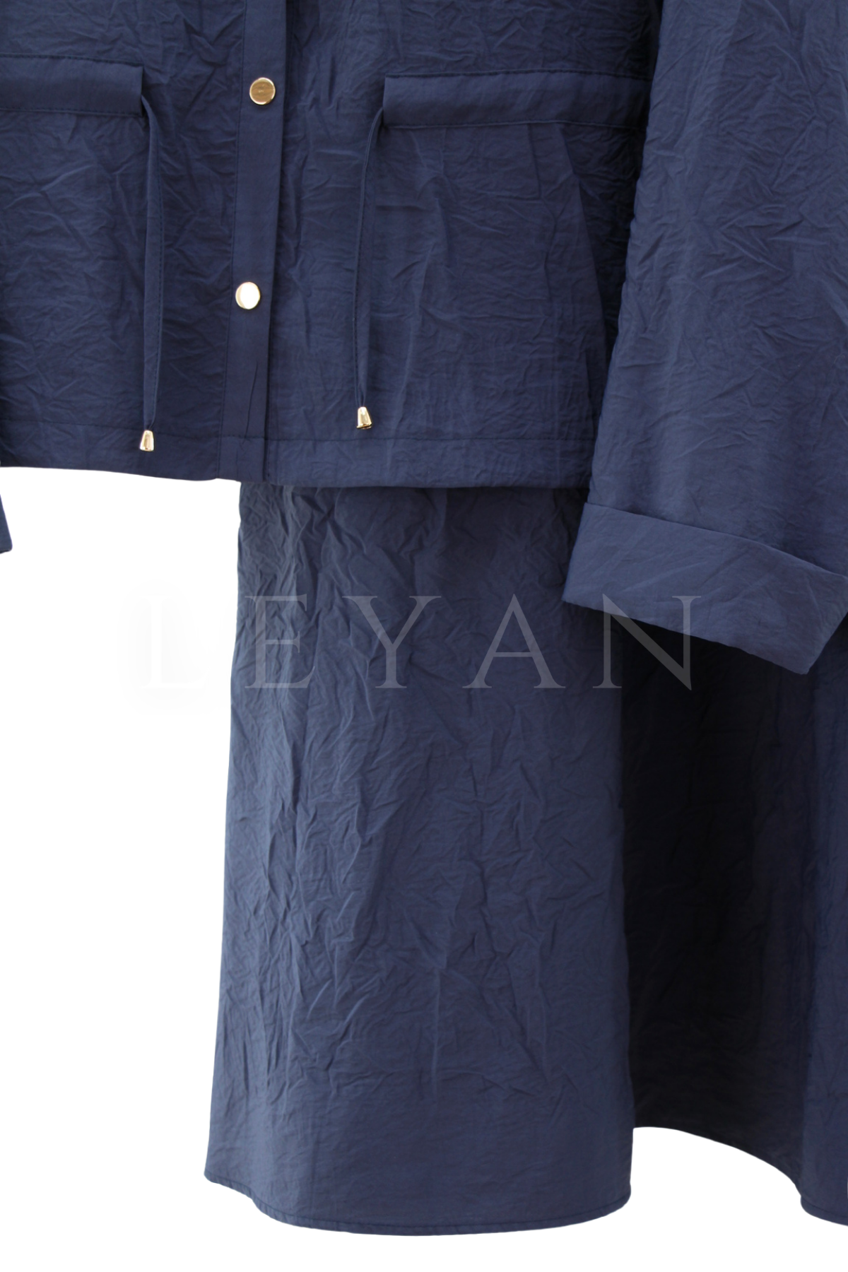 Nuss Beli Büzgülü Etekli Takım- LYN04595 Lacivert