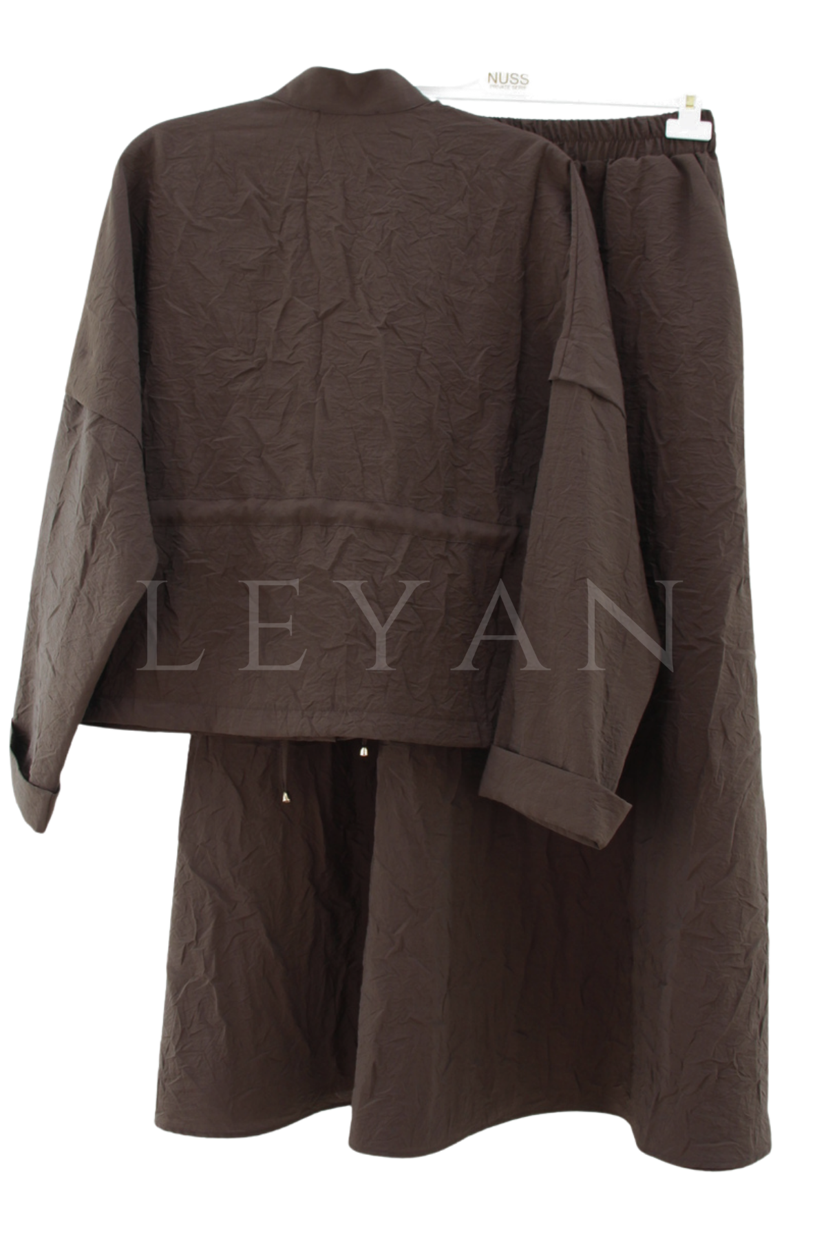 Nuss Beli Büzgülü Etekli Takım- LYN04595 Kahve
