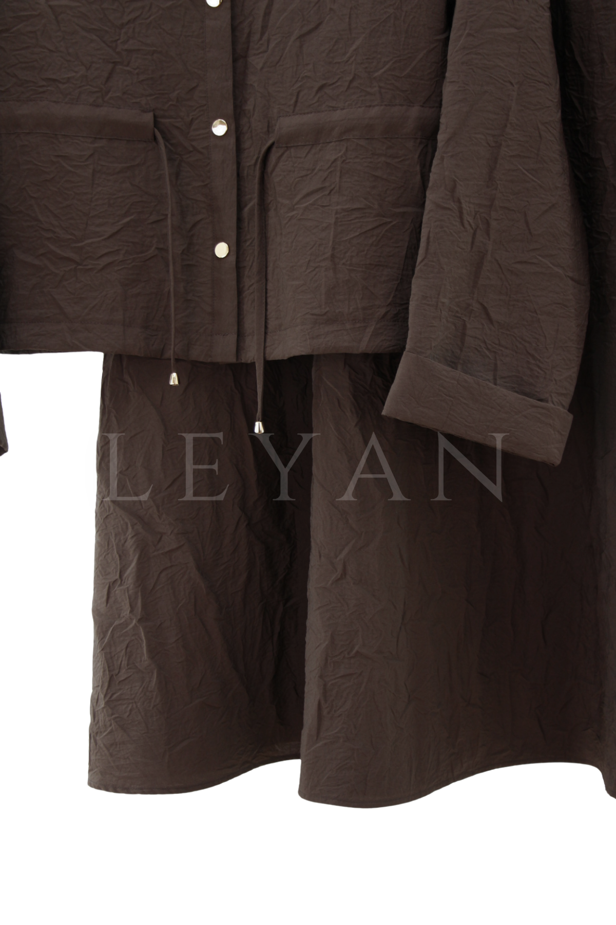 Nuss Beli Büzgülü Etekli Takım- LYN04595 Kahve