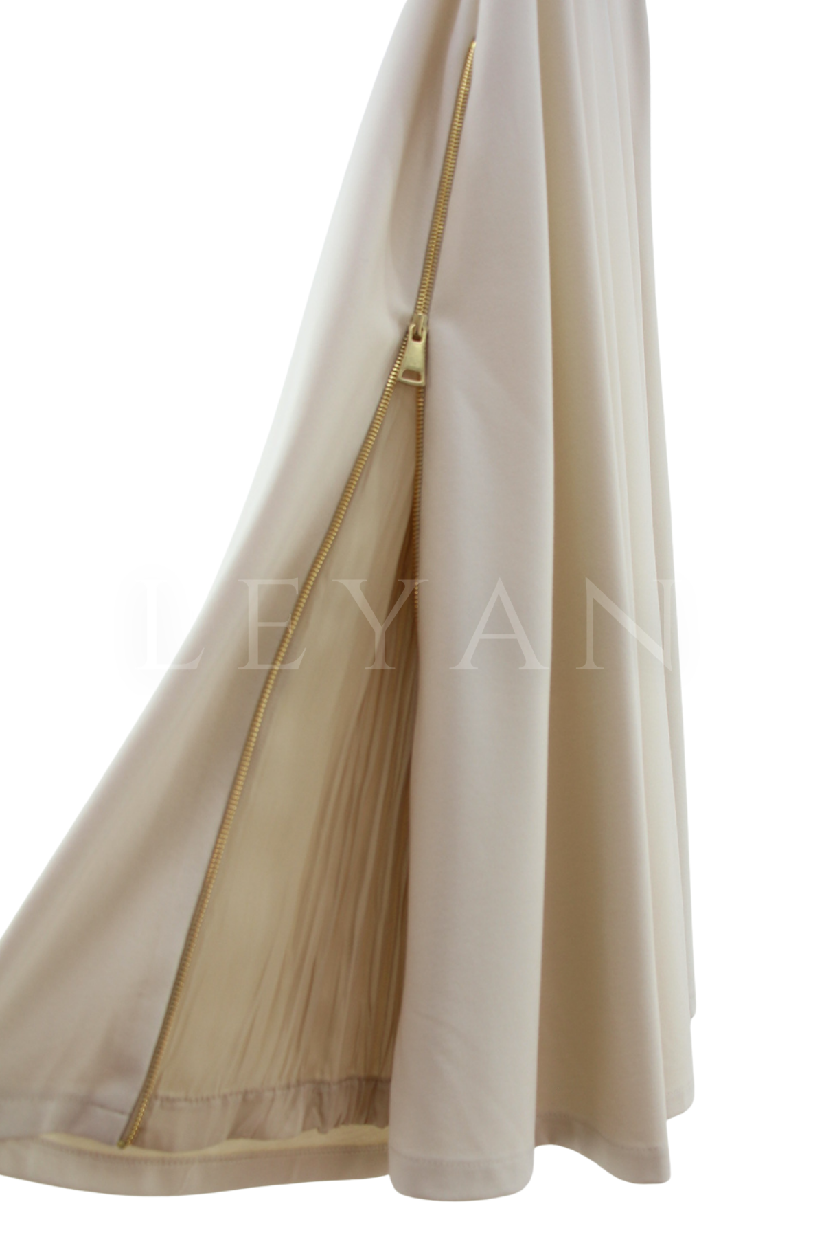 Sentez Rozie Yanı Fermuarlı Kloş Etek- LYN04596 Taş