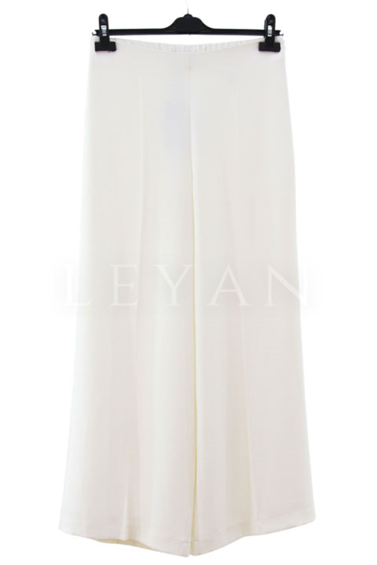 Sentez Geniş Paça Pantolon- LYN03751 Ekru