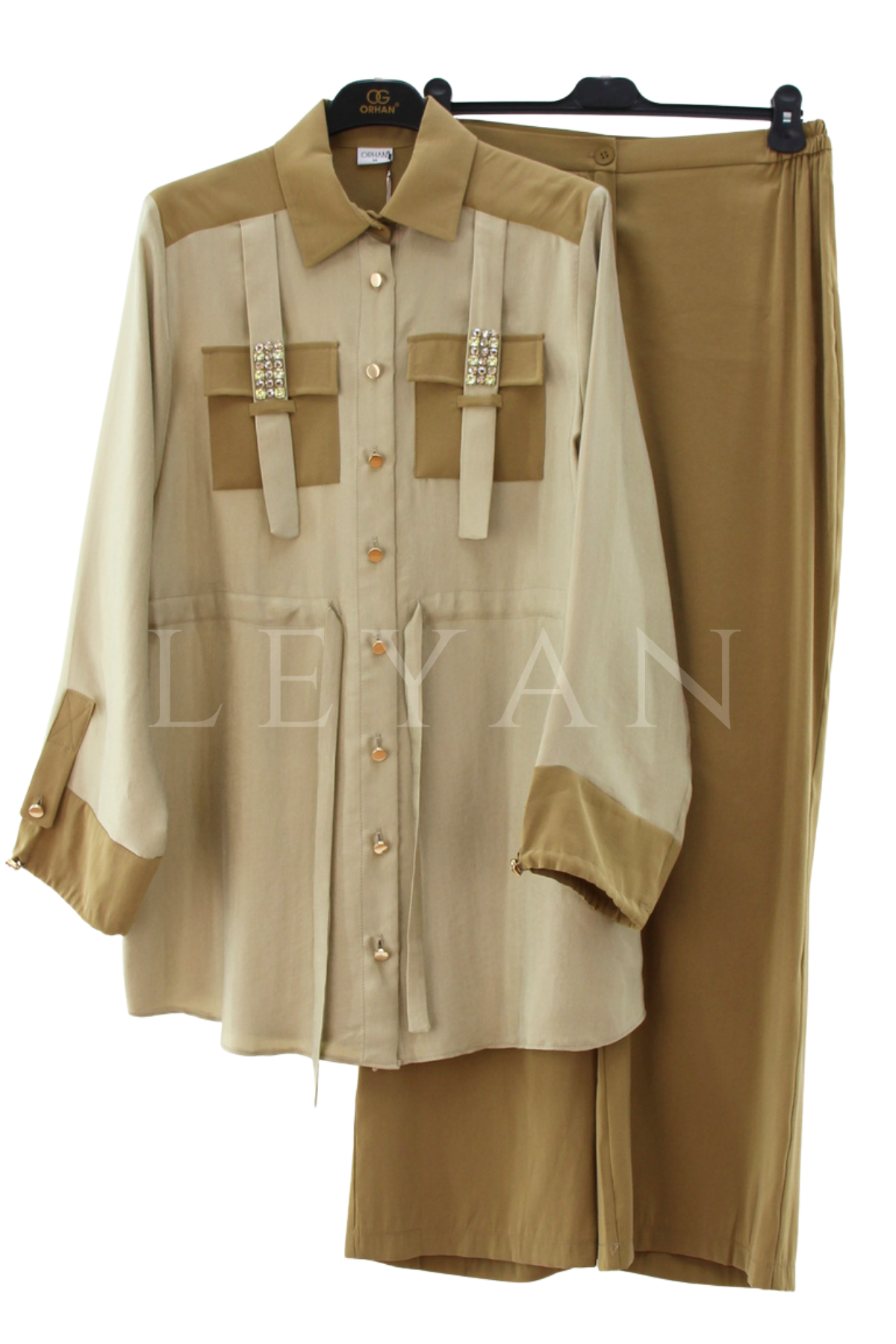 Orhan Store Cebi Taşlı Takım- LYN04606 Olive