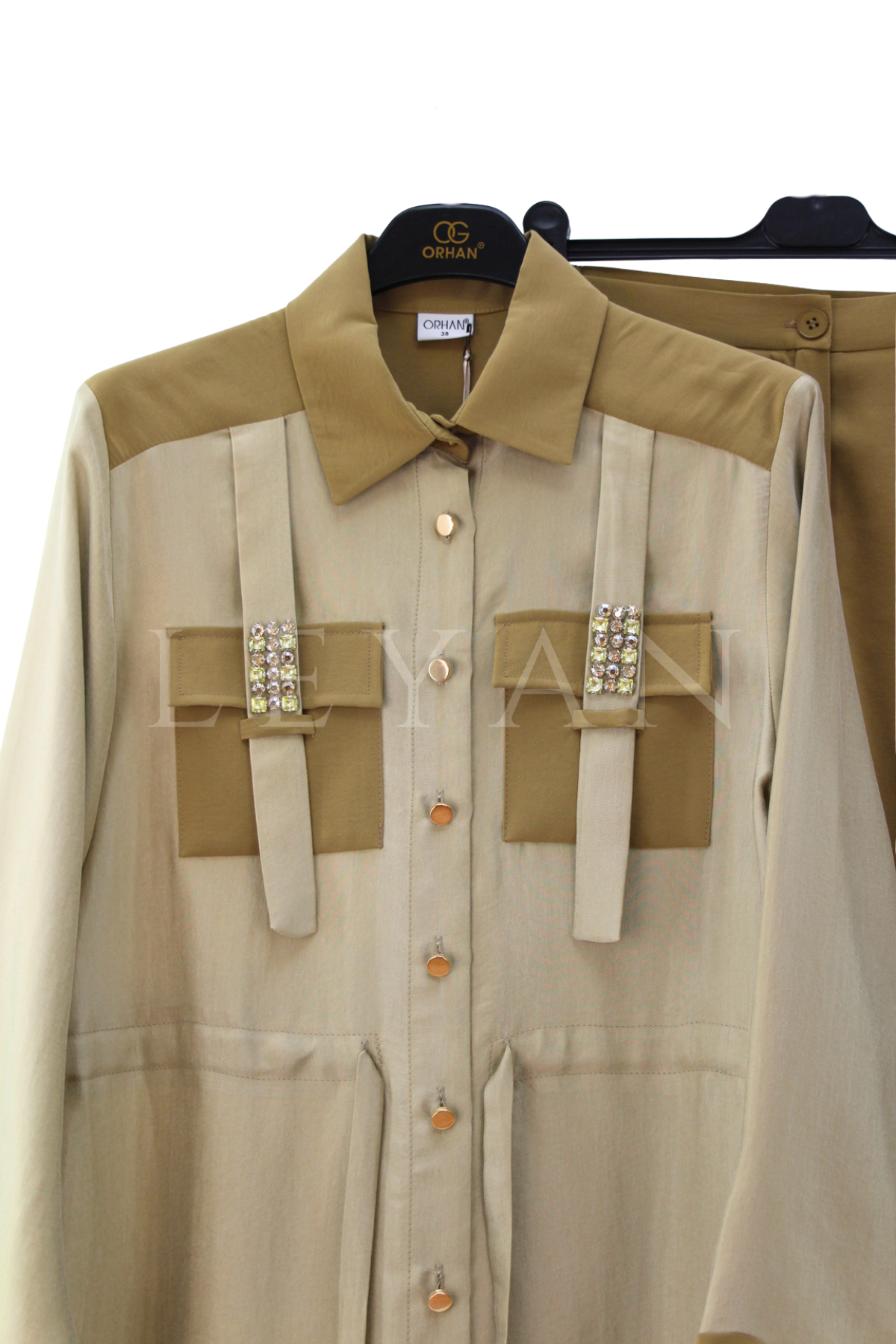 Orhan Store Cebi Taşlı Takım- LYN04606 Olive