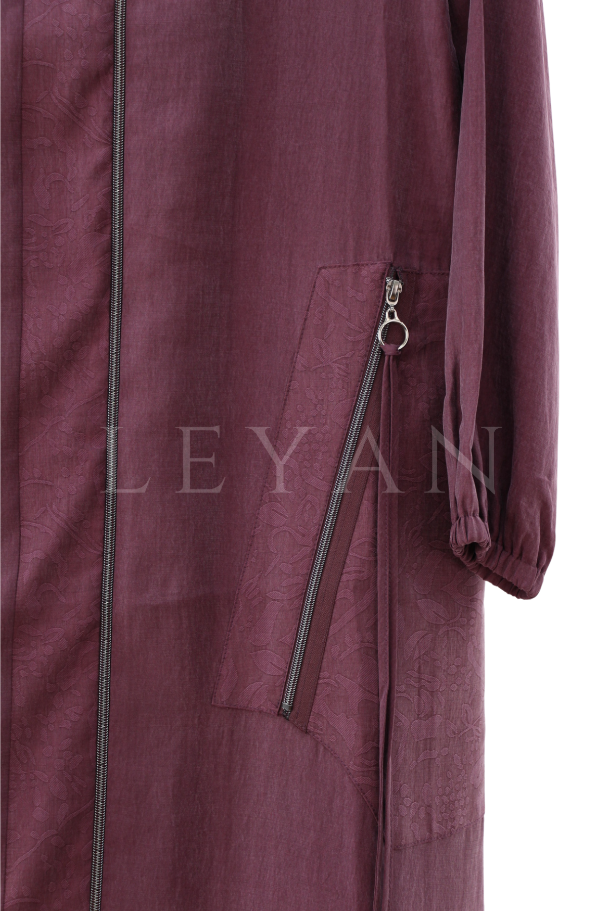 Micca Yakma Detaylı Ferace- LYN04610 Bordo