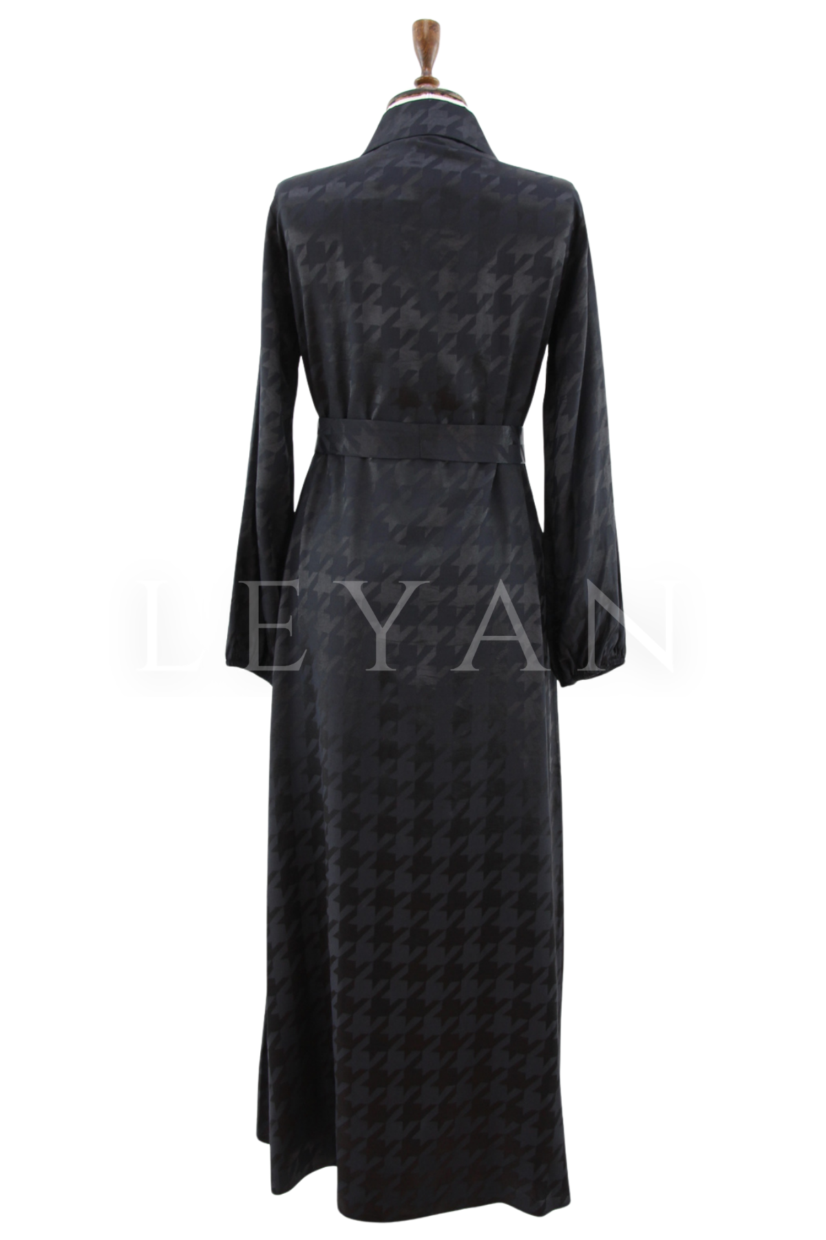 Orhan Yakası Taşlı Elbise-LYN04627 Siyah