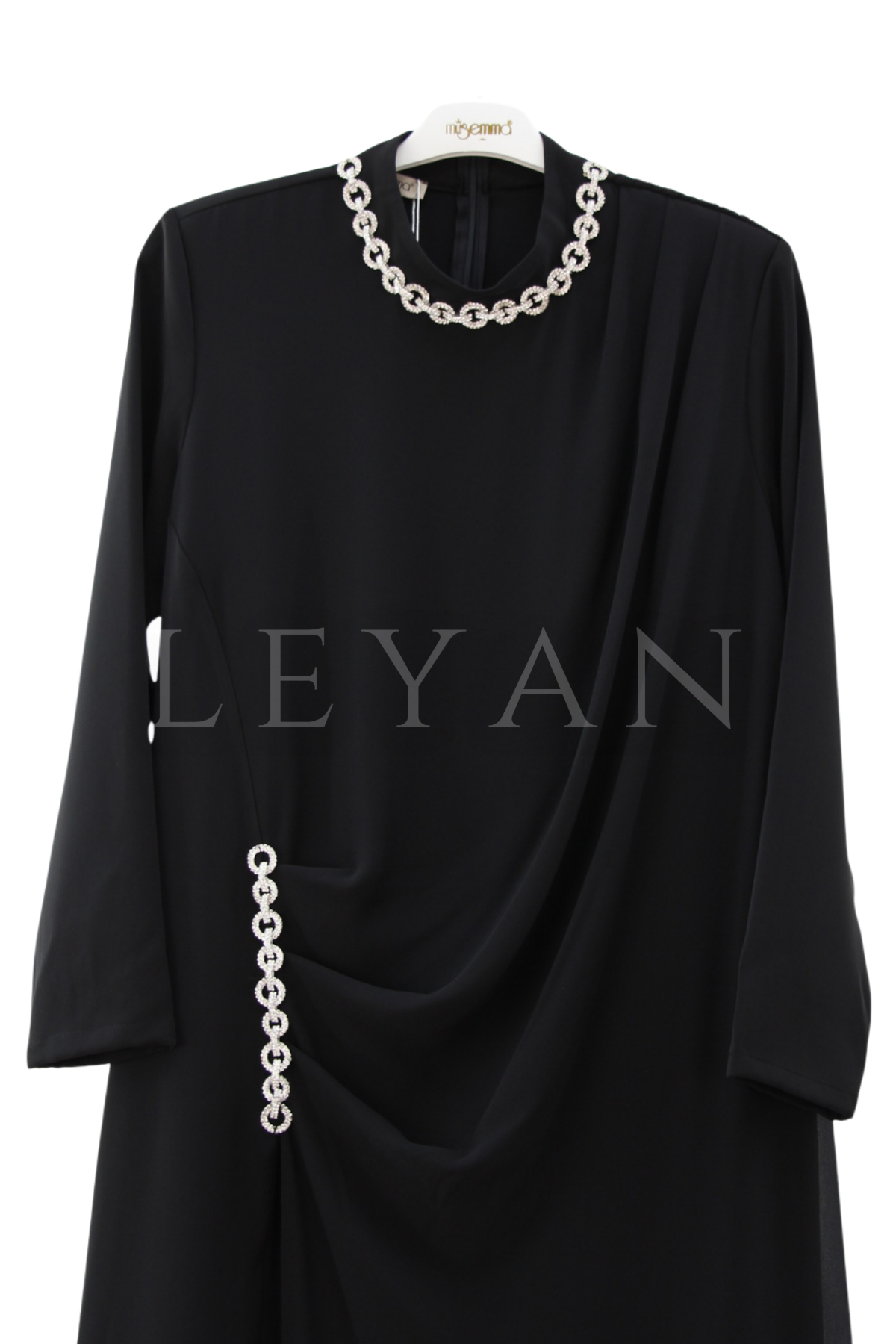 Müsemma Krizantem Abiye-LYN04629 Siyah