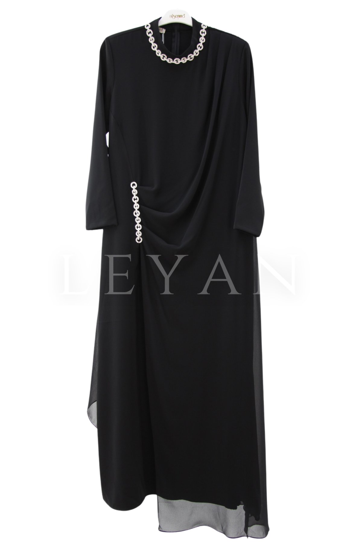 Müsemma Krizantem Abiye-LYN04629 Siyah