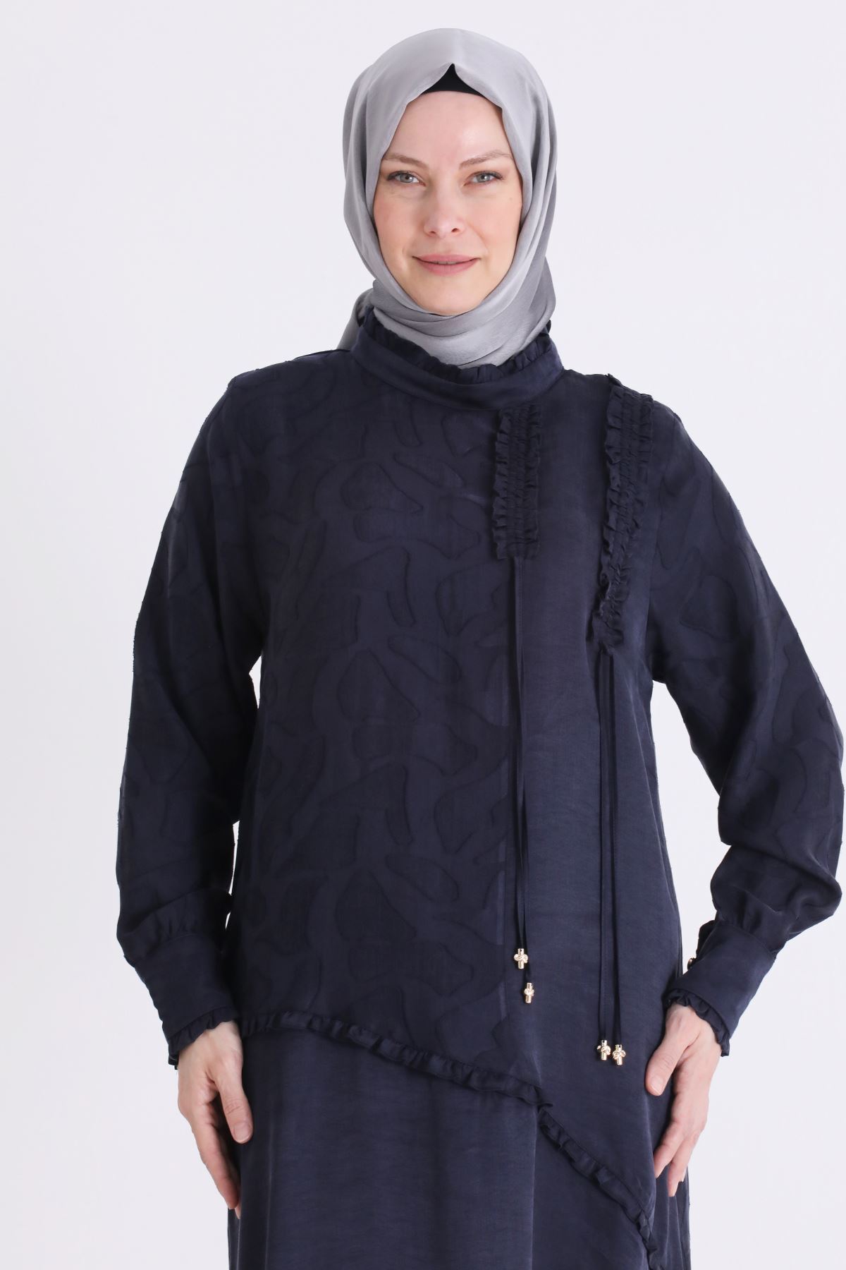 Behrem Qupra Elbise-LYN04632 Lacivert