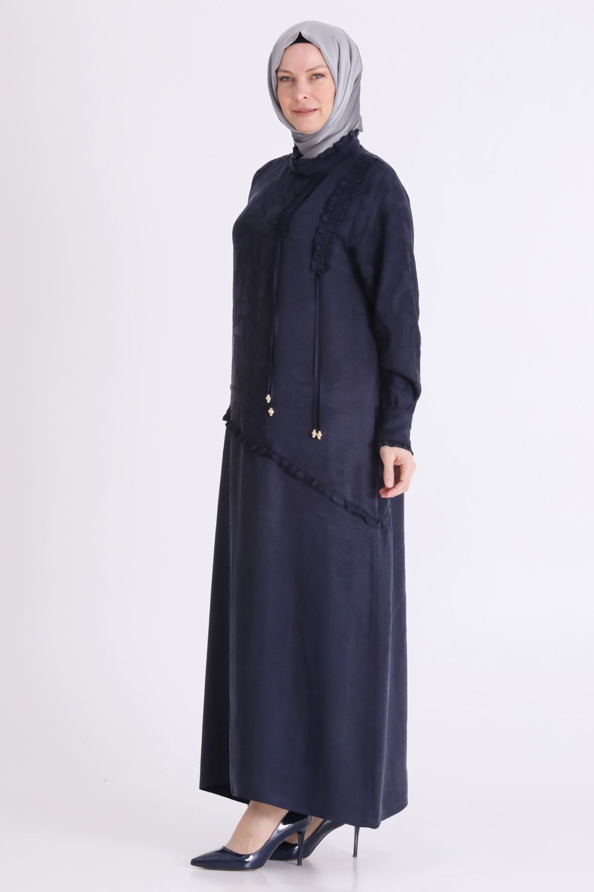 Behrem Qupra Elbise-LYN04632 Lacivert