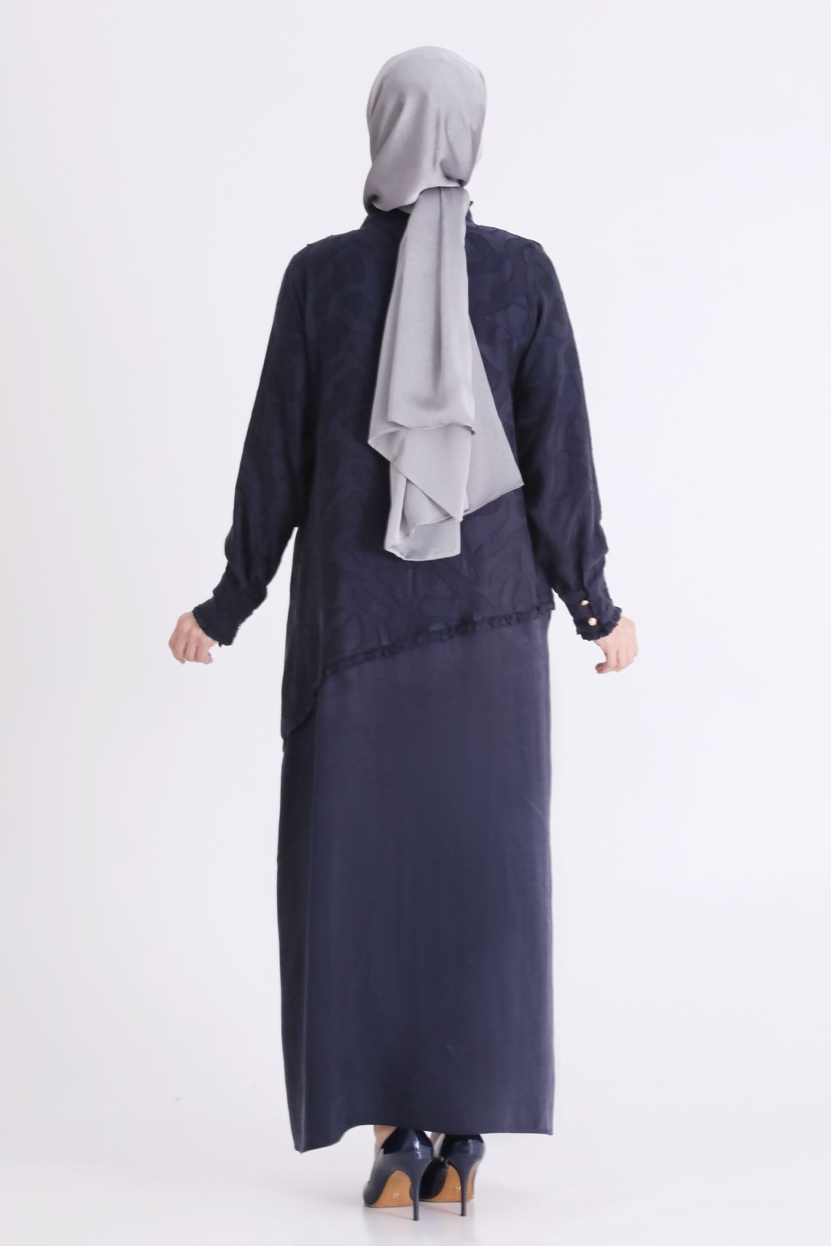 Behrem Qupra Elbise-LYN04632 Lacivert