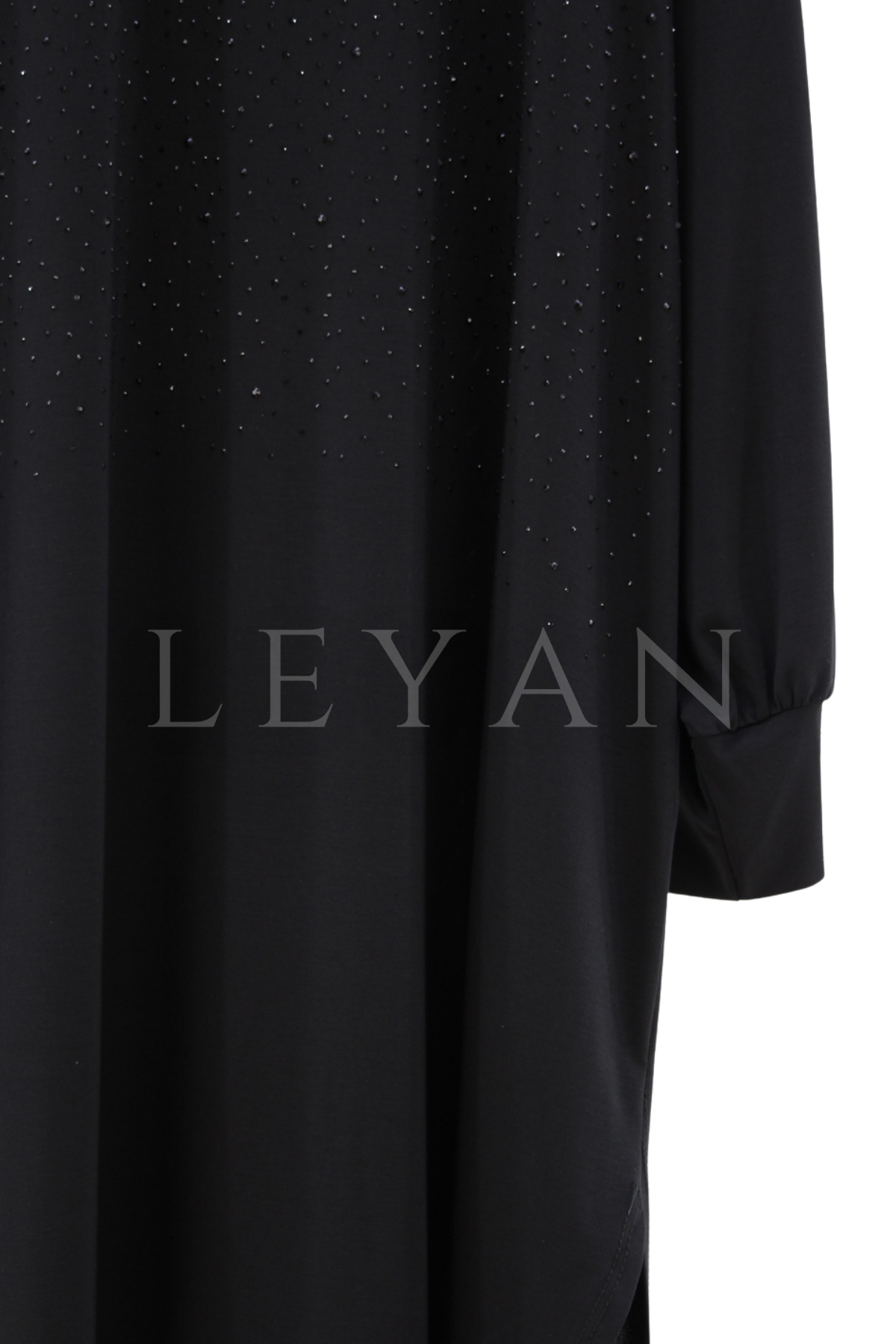 Dule Taşlı Bambu Tunik-LYN04634 Siyah