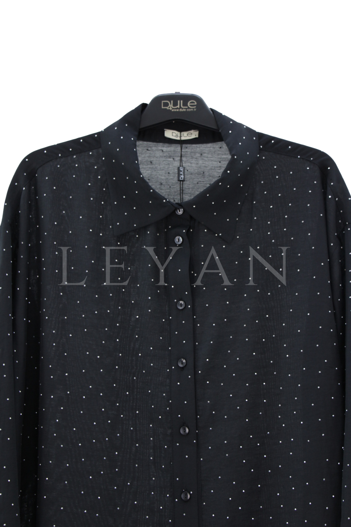 Dule Taşlı Gömlek Tunik-LYN04635 Siyah