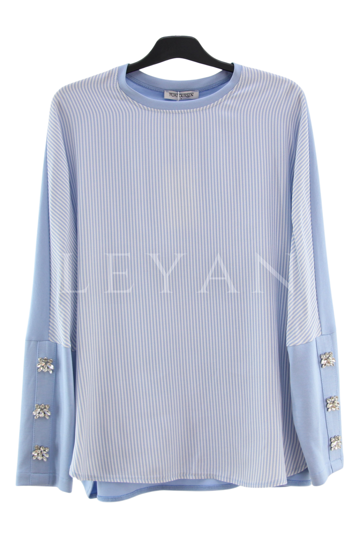 Fuat Gürşen Çizgili Bluz-LYN04636 Bebe Mavisi