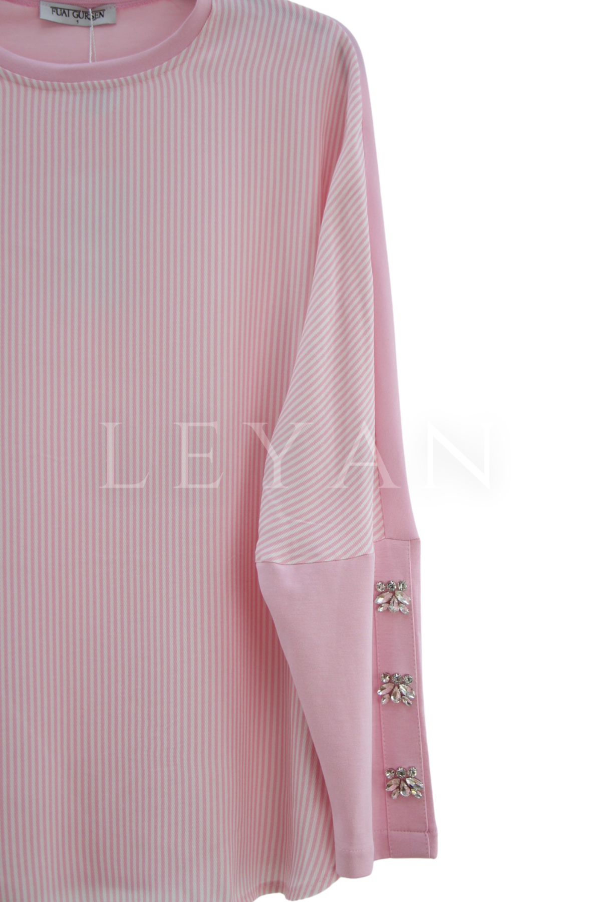 Fuat Gürşen Çizgili Bluz-LYN04636 Pembe