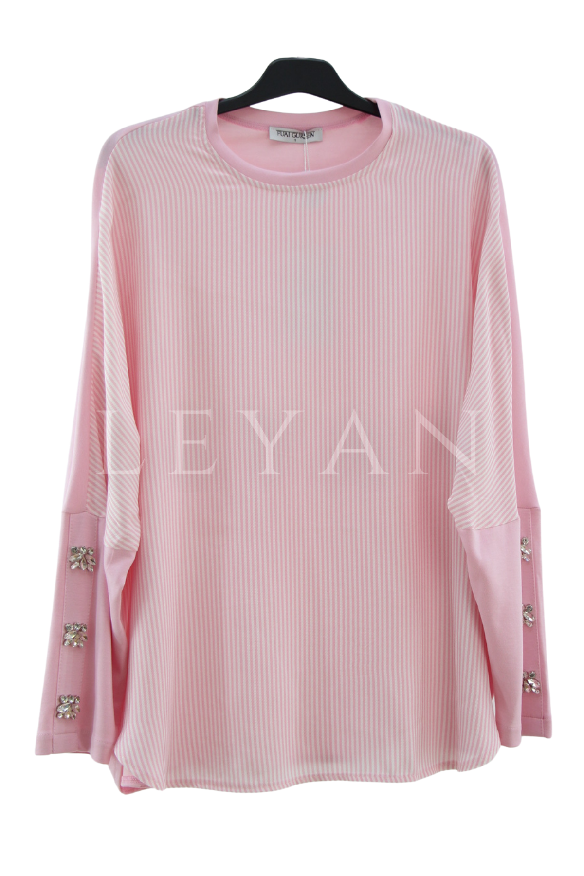 Fuat Gürşen Çizgili Bluz-LYN04636 Pembe