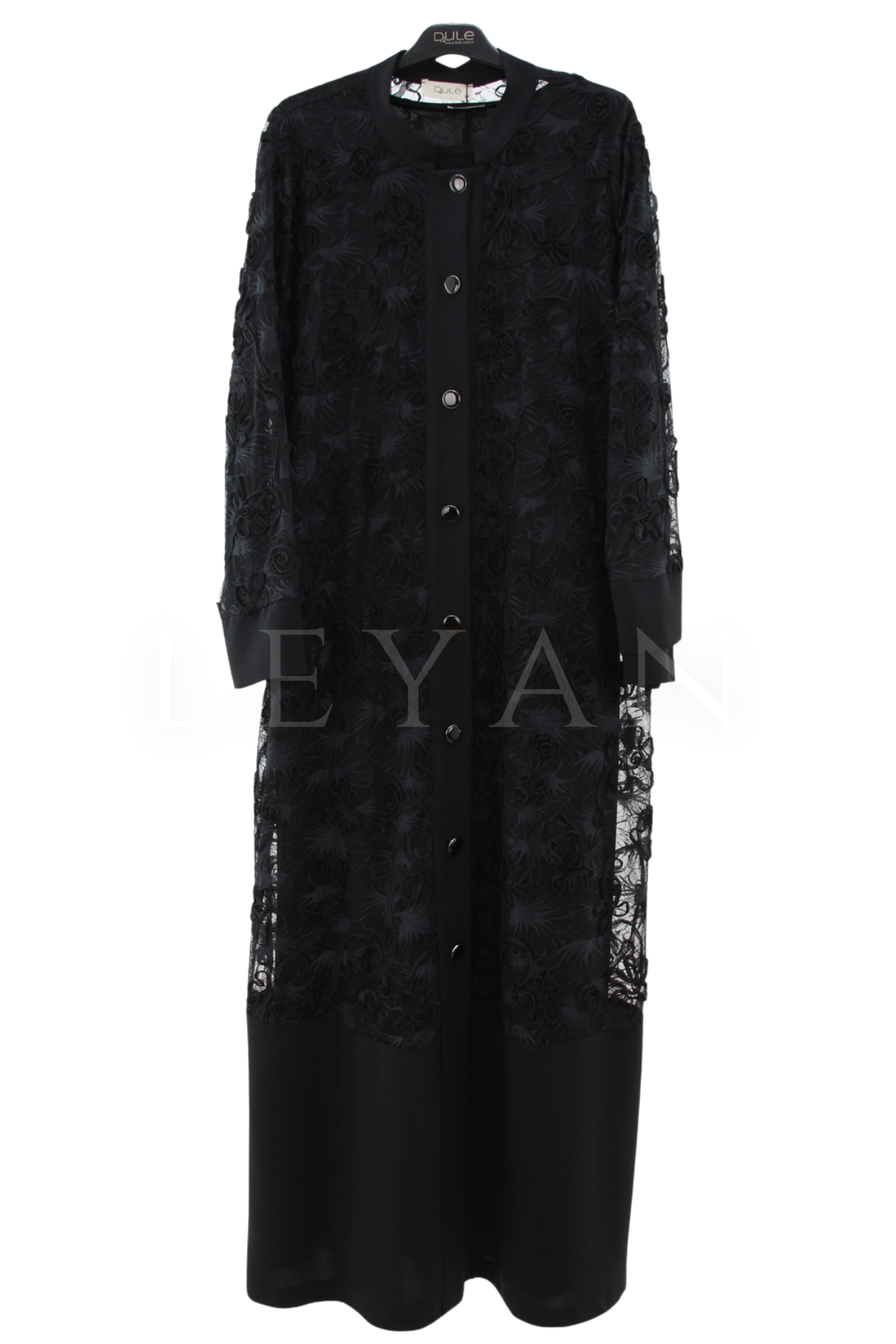 Dule Dantelli Elbise Takım-LYN04637 Siyah