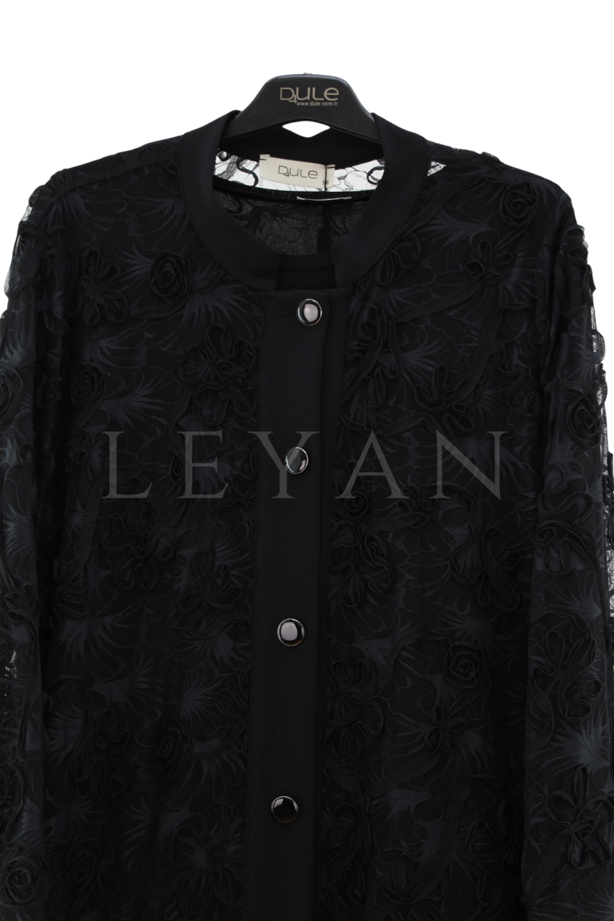 Dule Dantelli Elbise Takım-LYN04637 Siyah