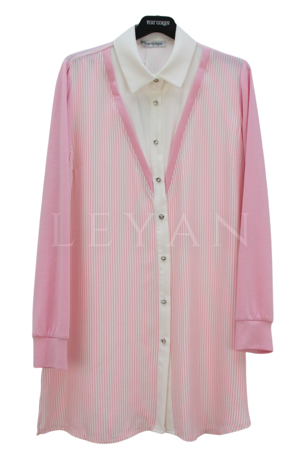 Fuat Gürşen Çizgili Tunik- LYN04639 Pembe