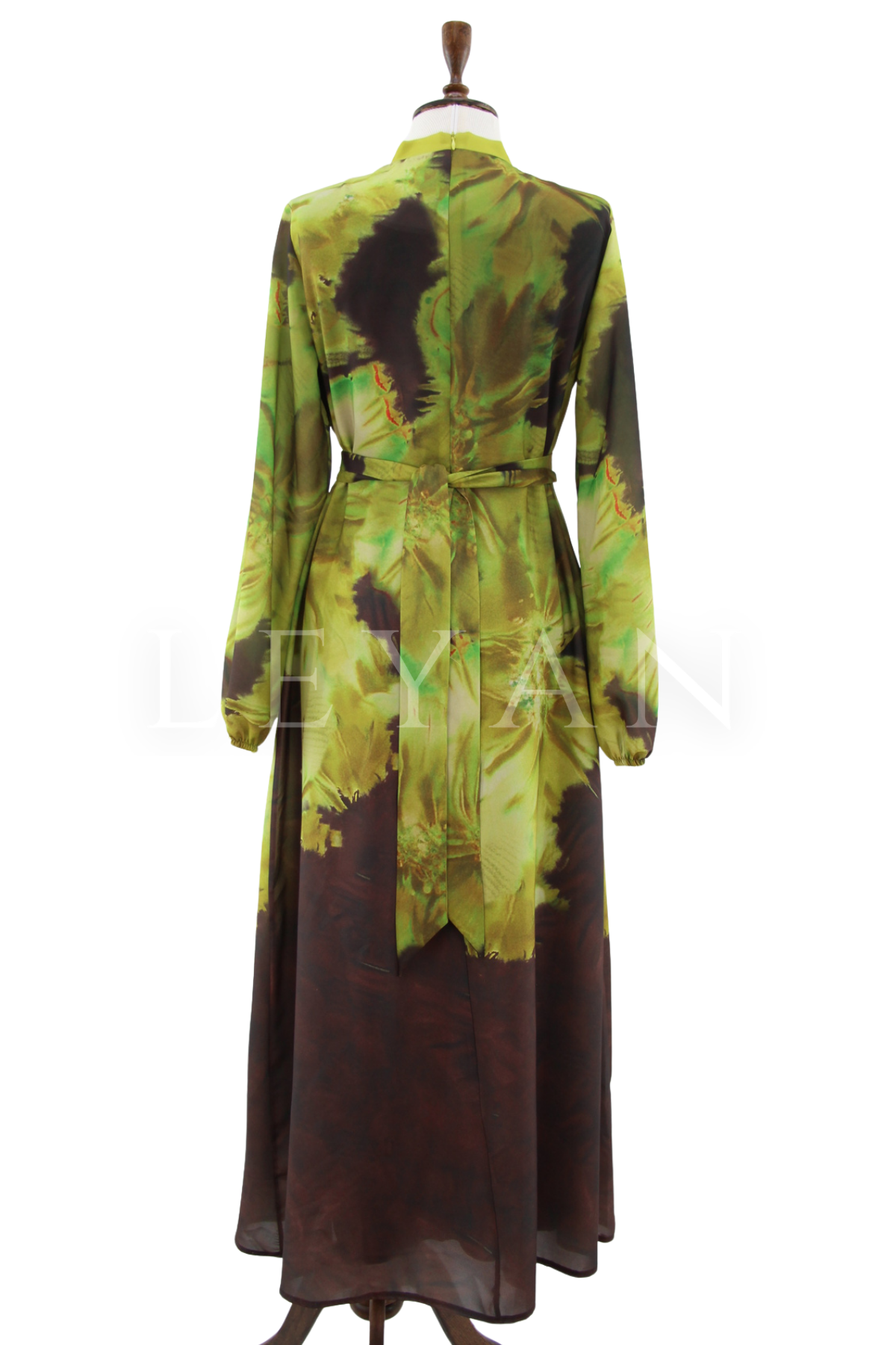 Orhan Store  Desenli Elbise-LYN04642 Yeşil