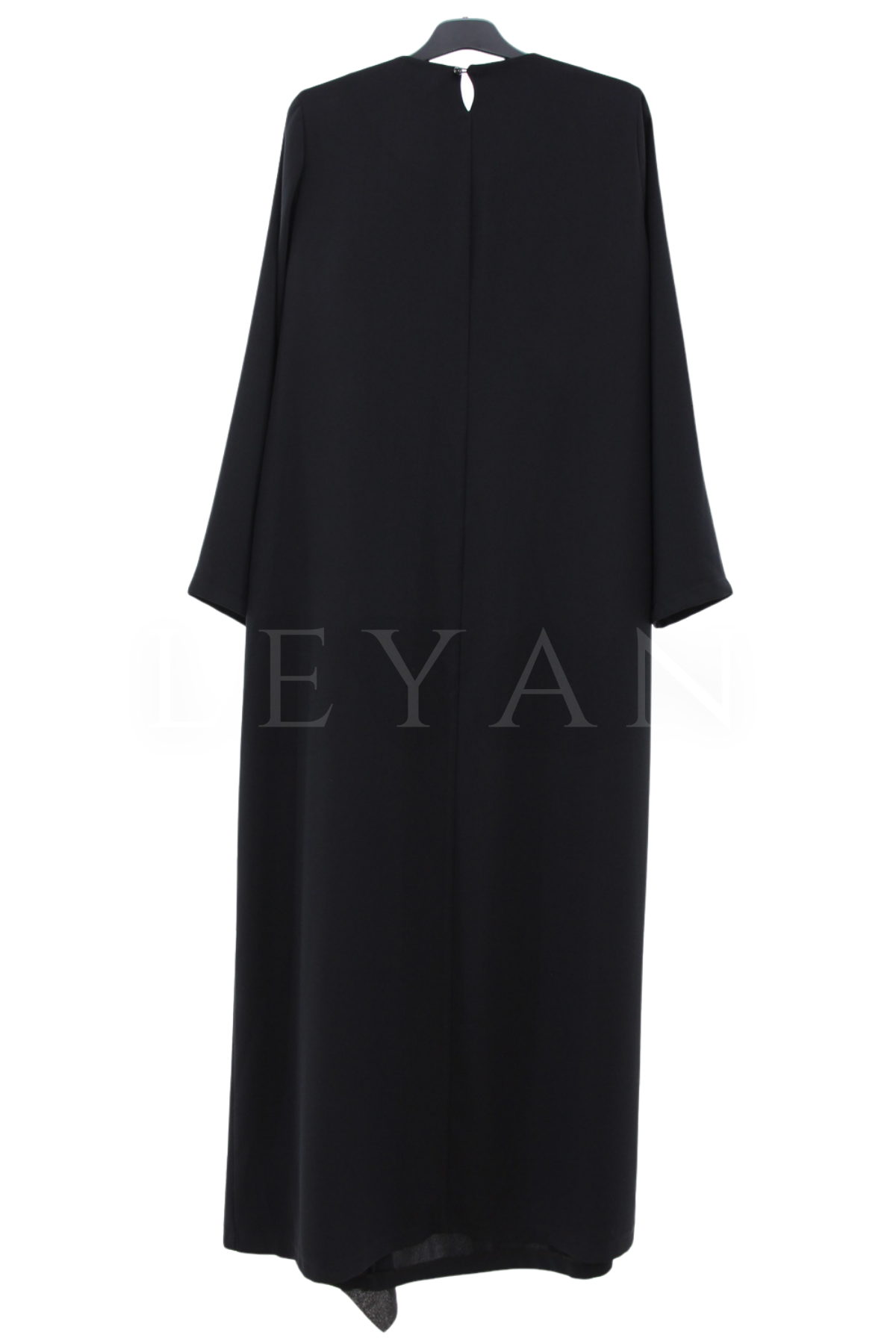Dule Volanlı Krep Elbise- LYN04643 Siyah
