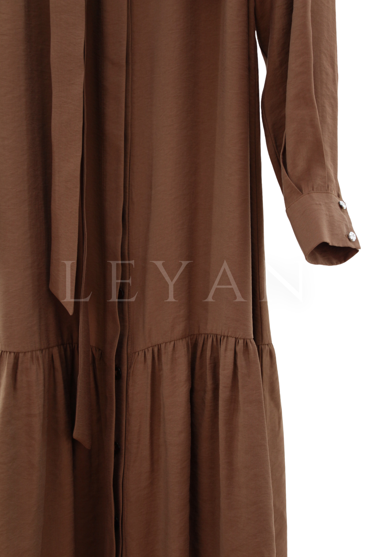 Orhan Store İşlemeli Elbise- LYN03810 Kahve
