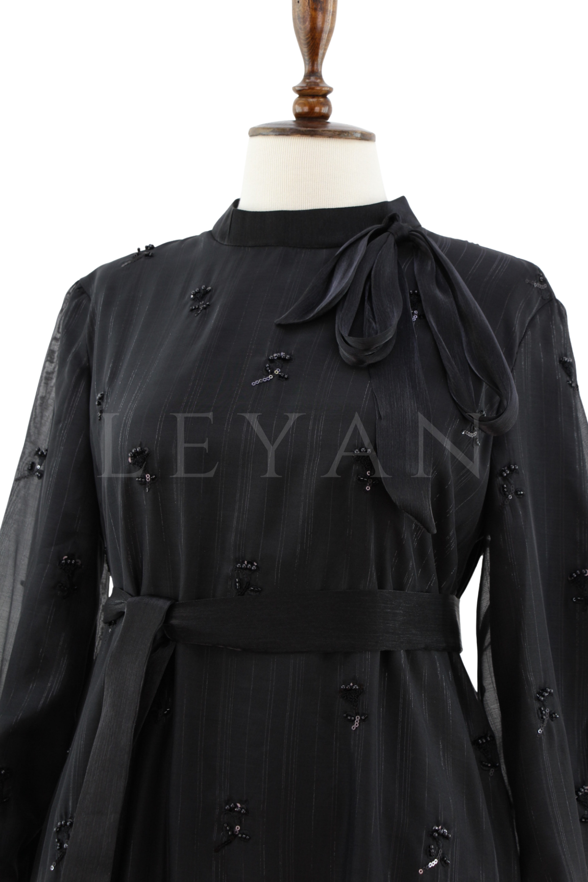 Orhan Store İşlemeli Elbise- LYN04647 Siyah