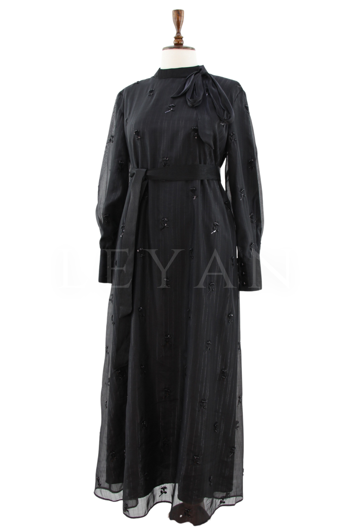 Orhan Store İşlemeli Elbise- LYN04647 Siyah
