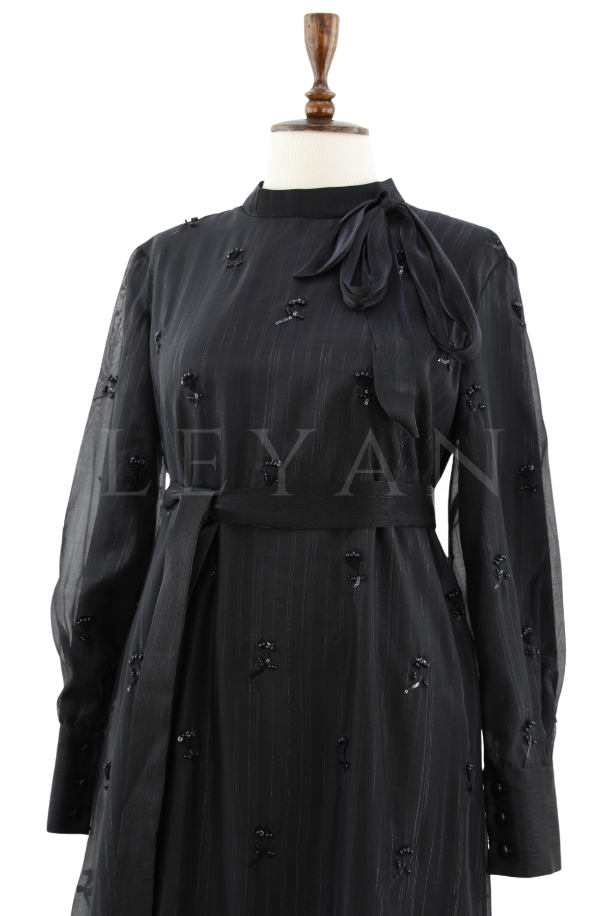 Orhan Store İşlemeli Elbise- LYN04647 Siyah
