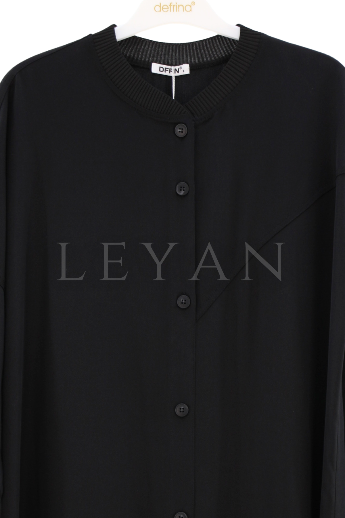Defrina Boydan Düğmeli Tensel Elbise-LYN04650 Siyah