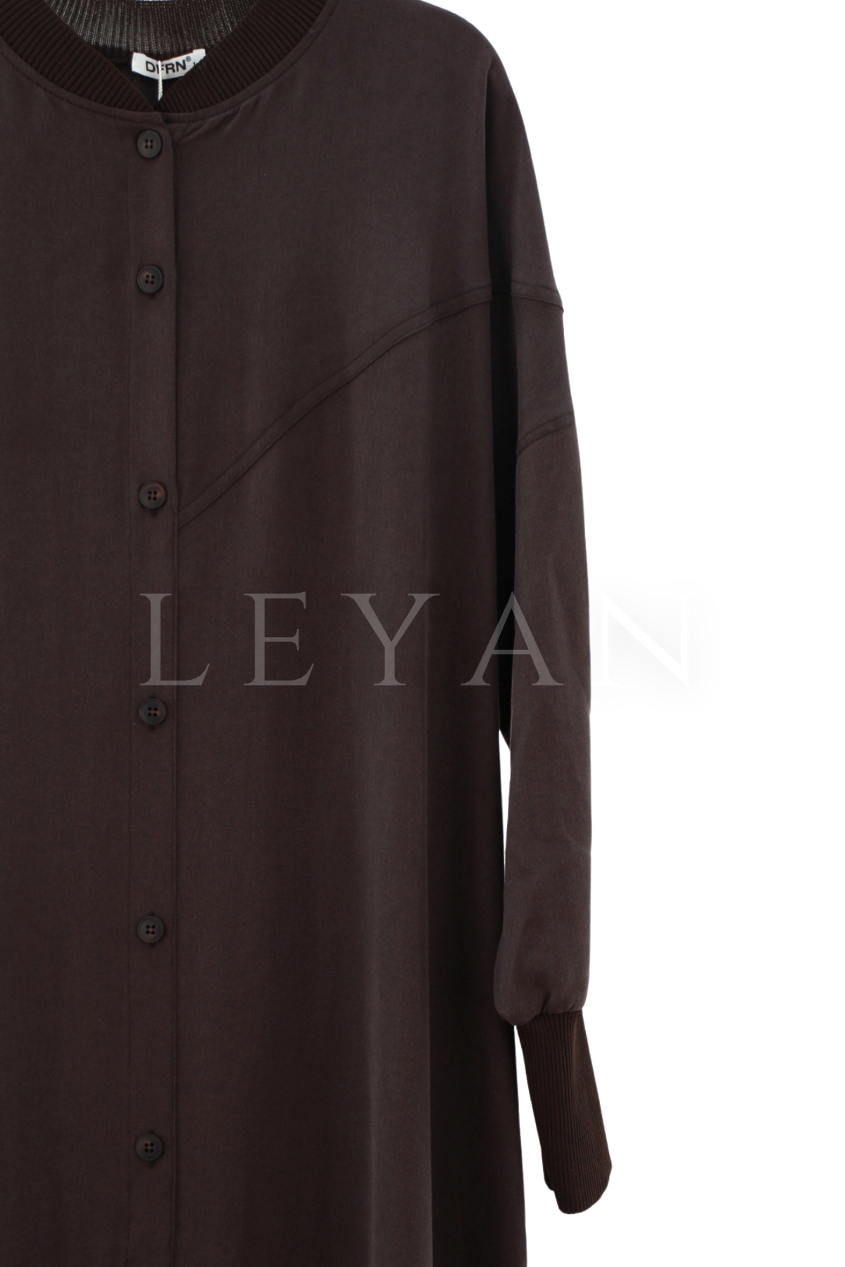 Defrina Boydan Düğmeli Tensel Elbise-LYN04650 Kahve