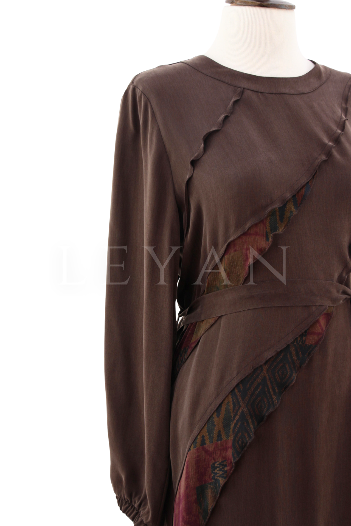 Defrina Fırfır Detaylı Qupra Elbise- LYN04651 Kahve