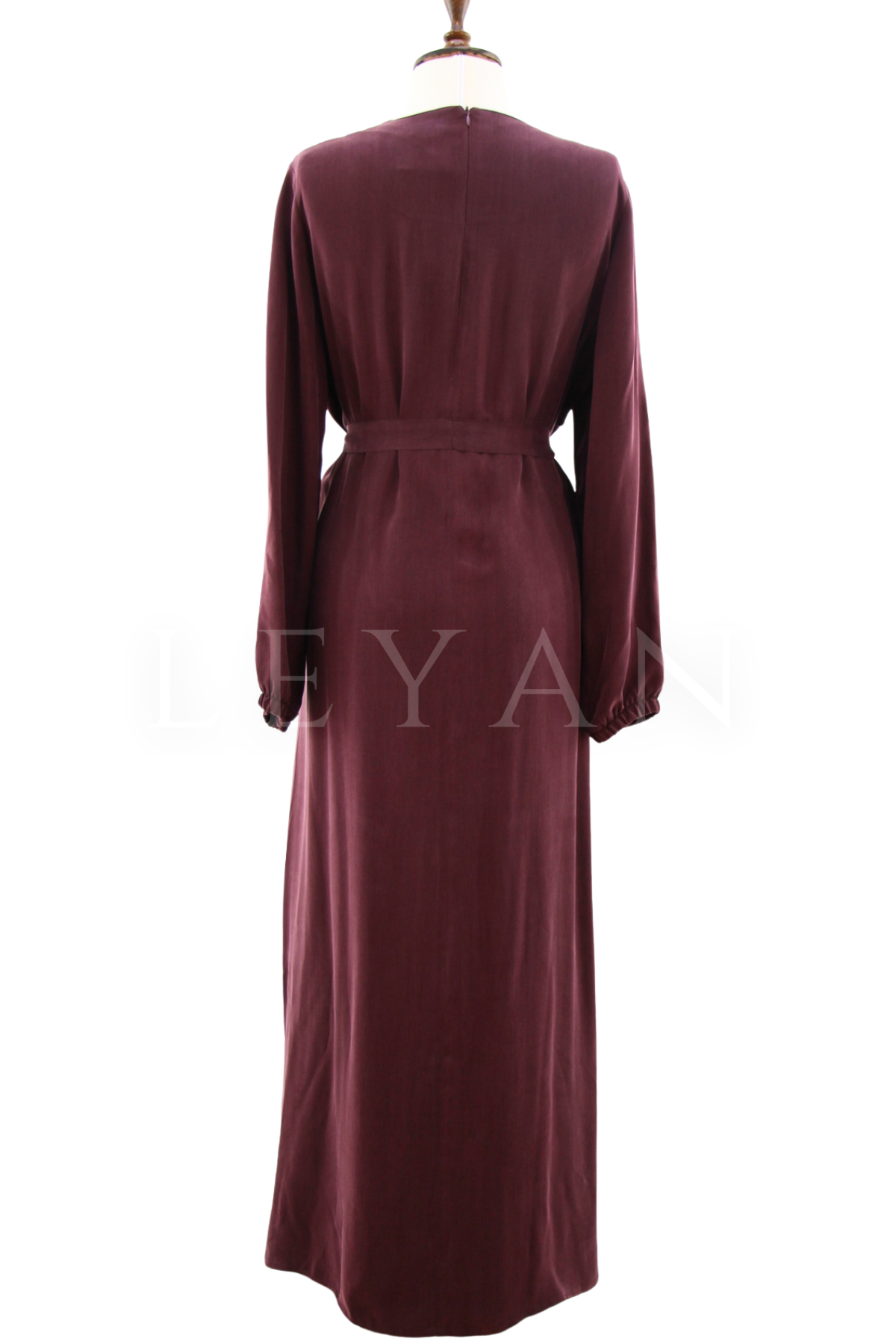 Defrina Fırfır Detaylı Qupra Elbise- LYN04651 Mürdüm