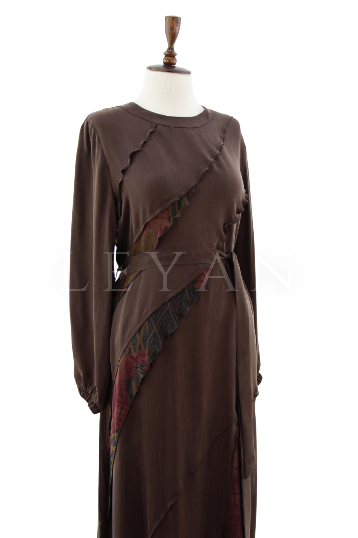 Defrina Fırfır Detaylı Qupra Elbise- LYN04651 Kahve