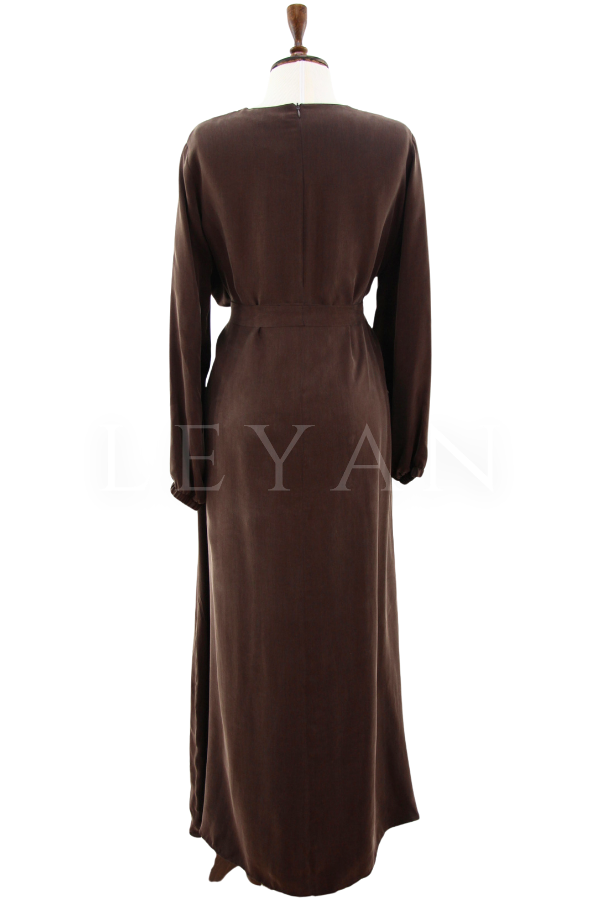 Defrina Fırfır Detaylı Qupra Elbise- LYN04651 Kahve