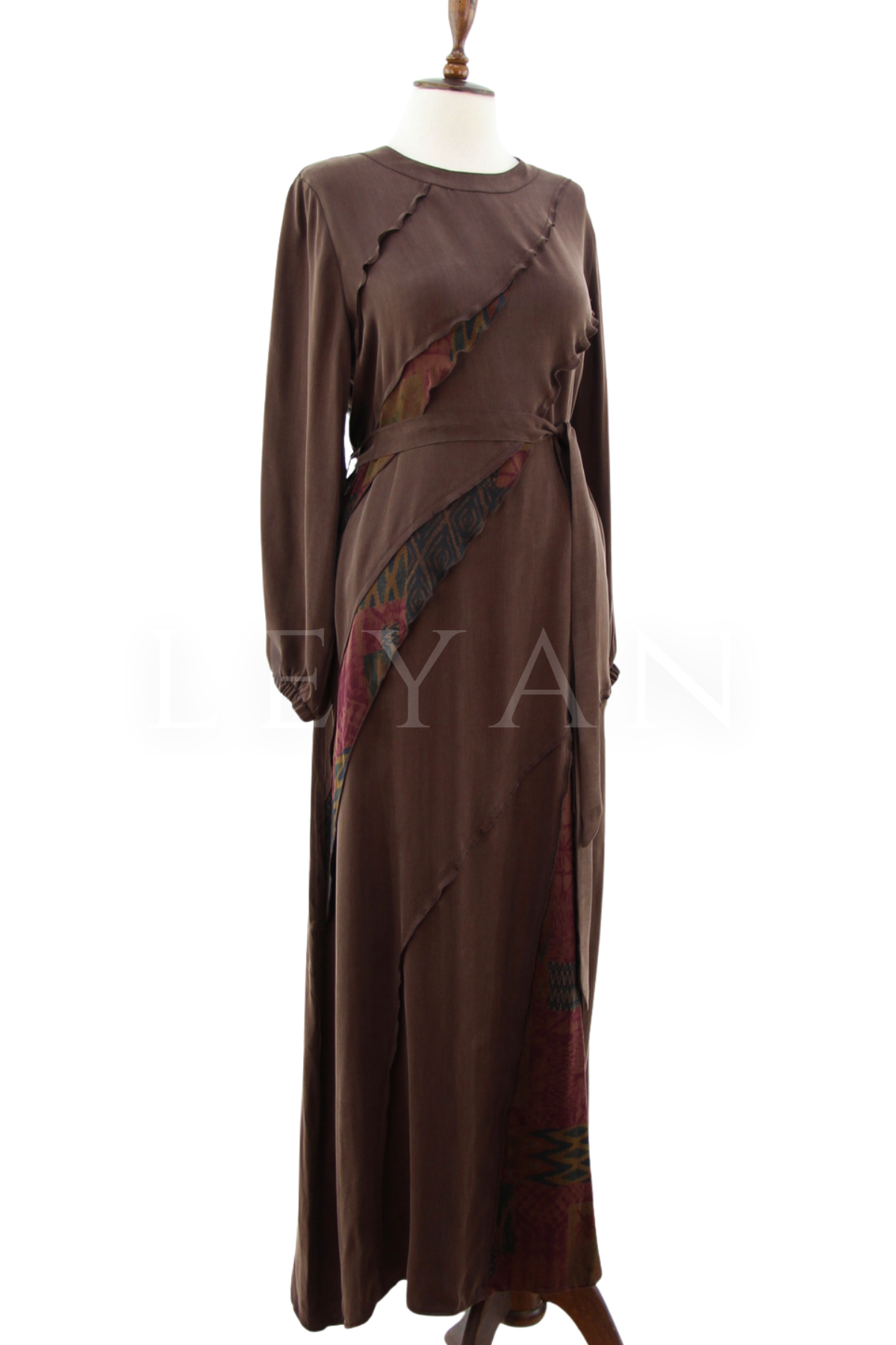 Defrina Fırfır Detaylı Qupra Elbise- LYN04651 Kahve
