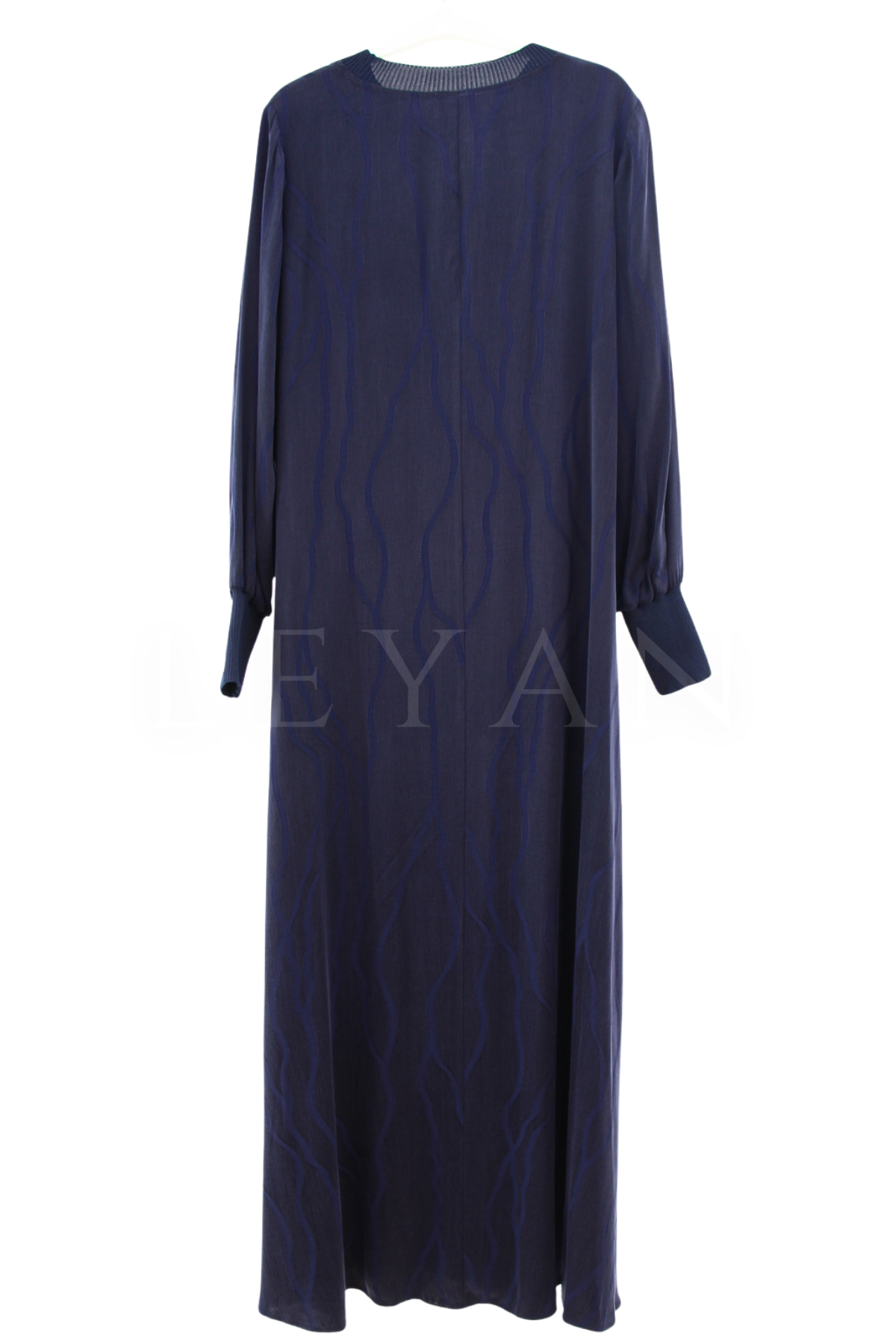 Defrina Dalgalı Jakarlı Qupra Elbise- LYN04652 Lacivert