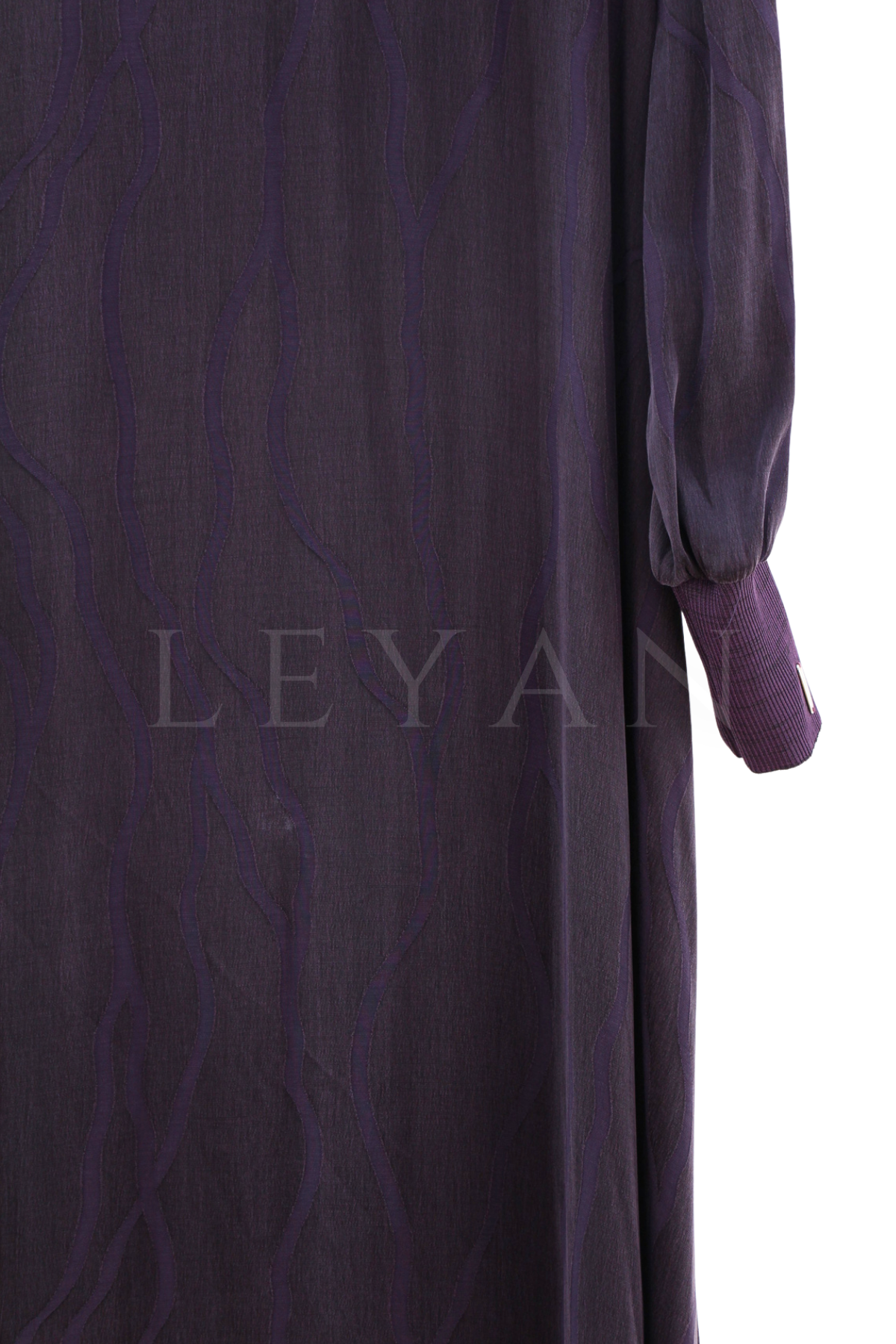 Defrina Dalgalı Jakarlı Qupra Elbise- LYN04652 Mürdüm