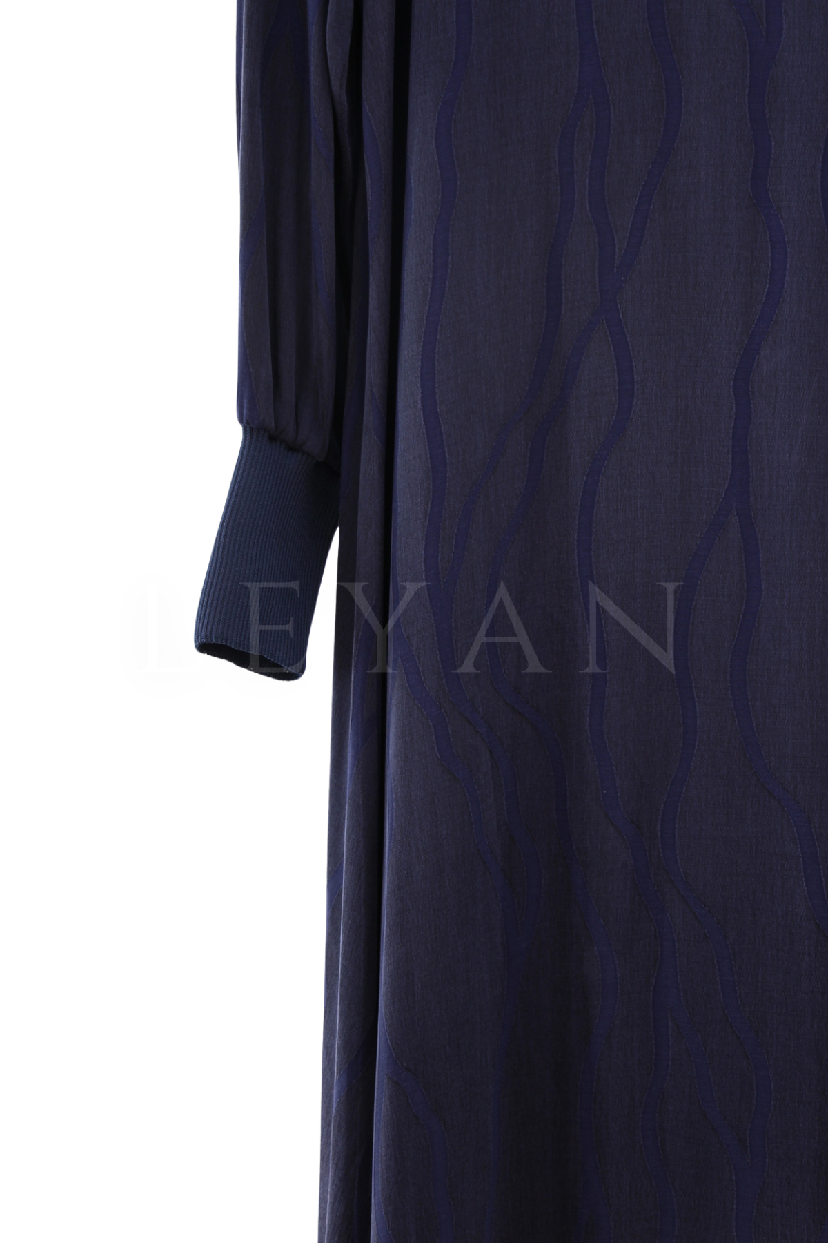 Defrina Dalgalı Jakarlı Qupra Elbise- LYN04652 Lacivert
