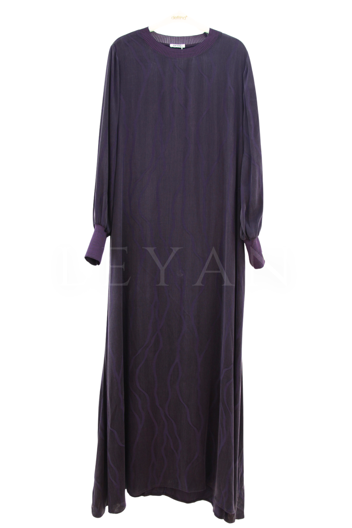 Defrina Dalgalı Jakarlı Qupra Elbise- LYN04652 Mürdüm