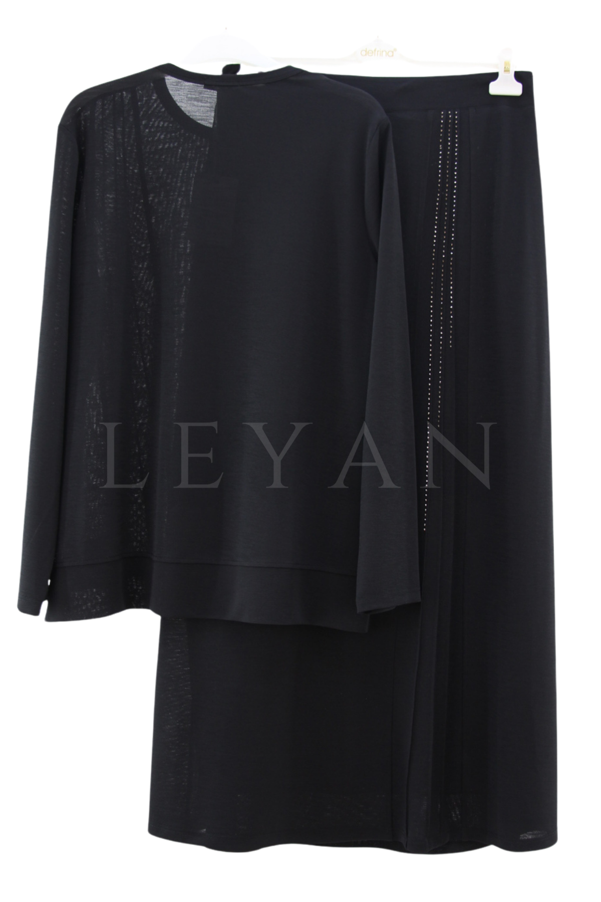 Defrina Taşlı Etekli Takım- LYN04653 Siyah