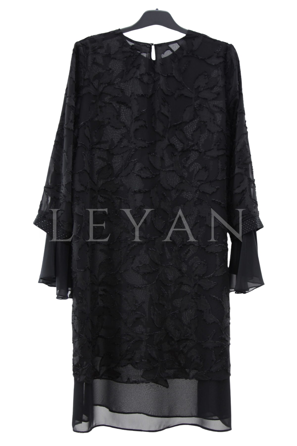 Dule Volanlı Şifon Tunik-LYN04658 Siyah