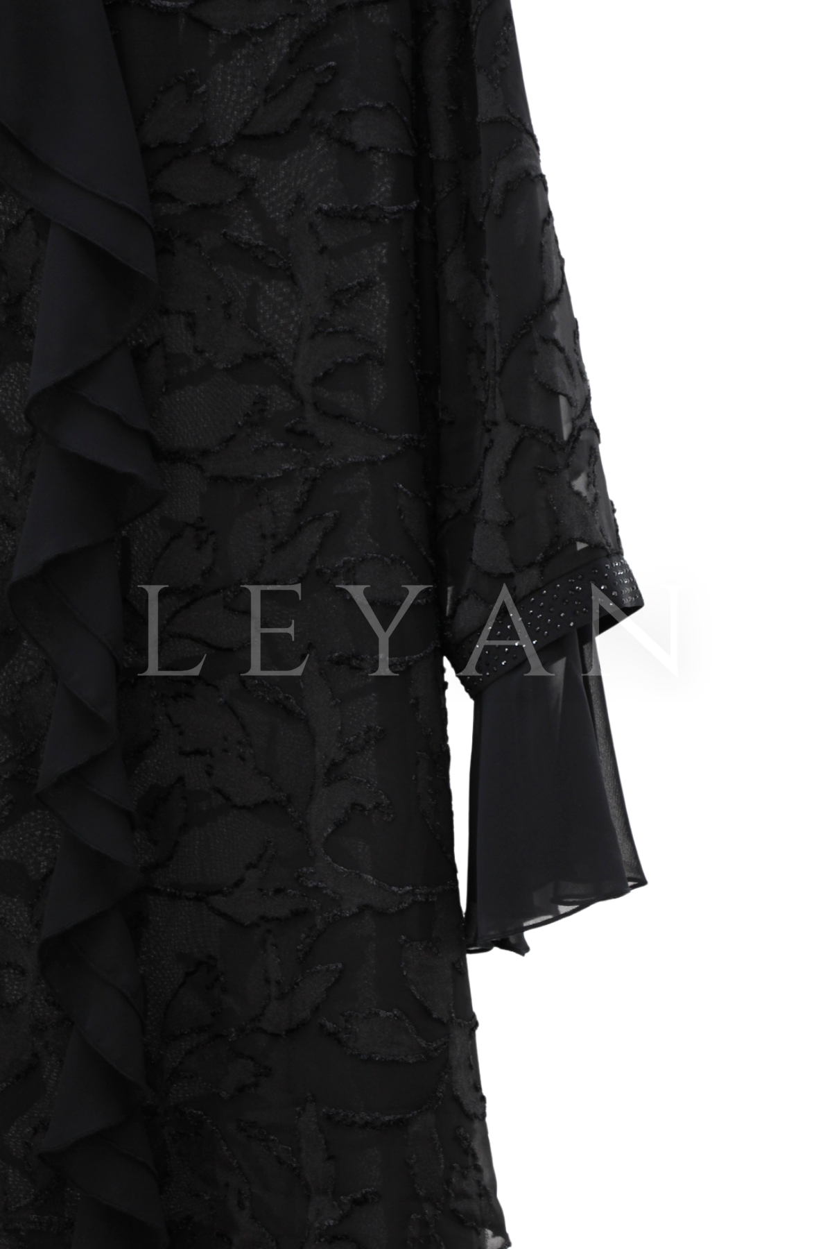 Dule Volanlı Şifon Tunik-LYN04658 Siyah