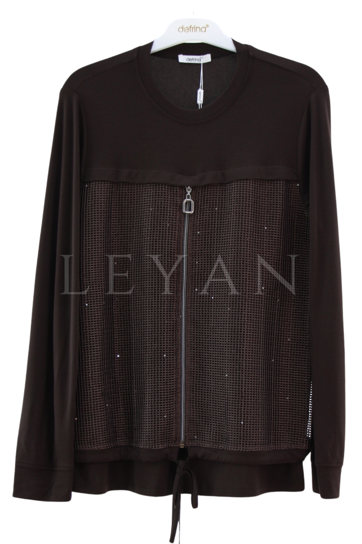 Defrina File Fermuarlı Bluz-LYN04659 Kahve