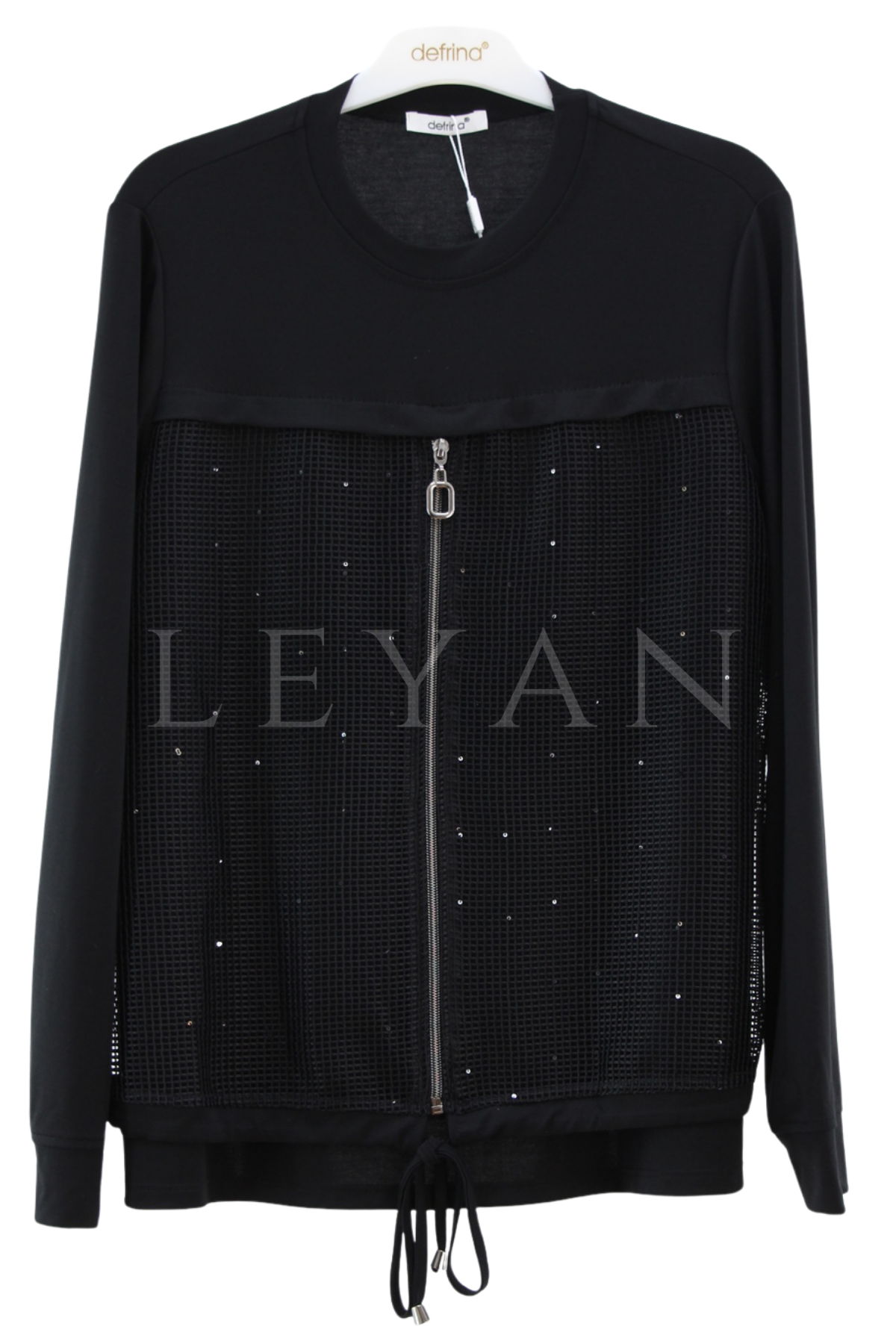 Defrina File Fermuarlı Bluz-LYN04659 Siyah